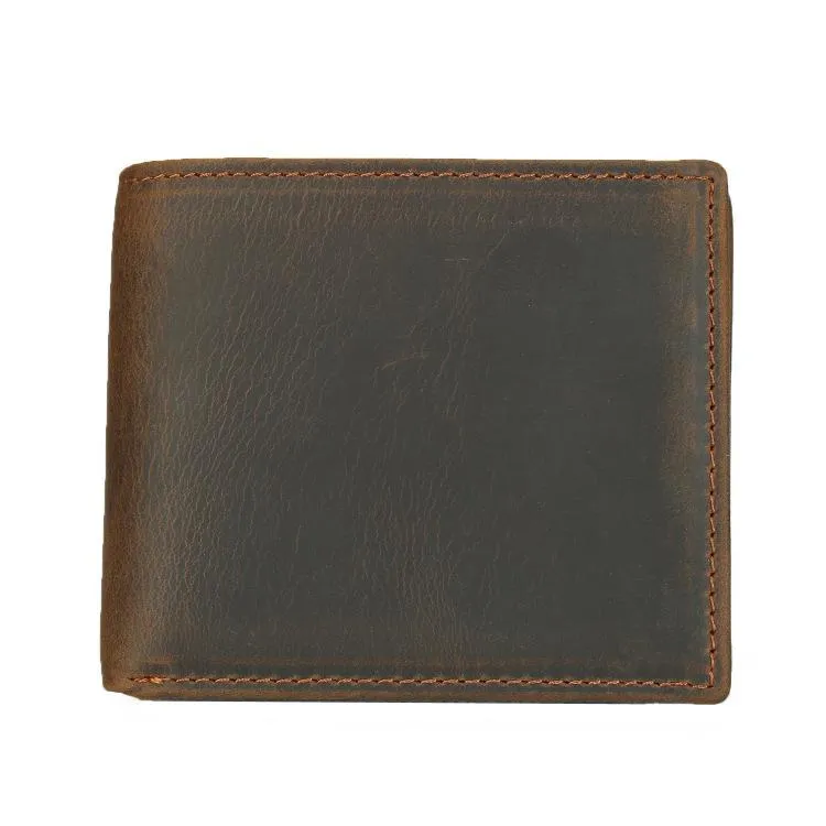 Bifold Leather Mens Slim Wallet Small Wallet billfold Wallet Front Pocket Wallet for Men