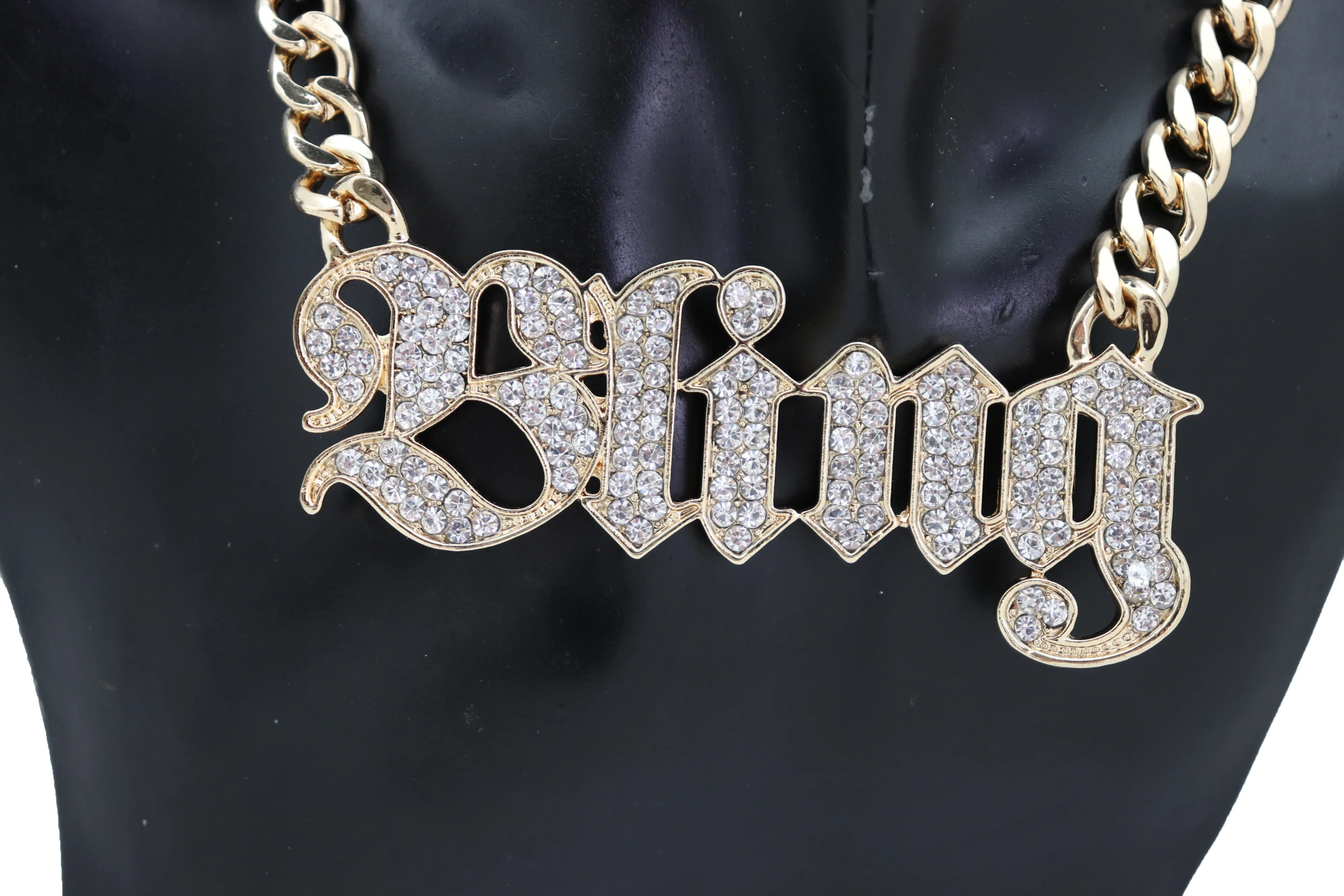 Big BLING Pendant Gold Chain Necklace