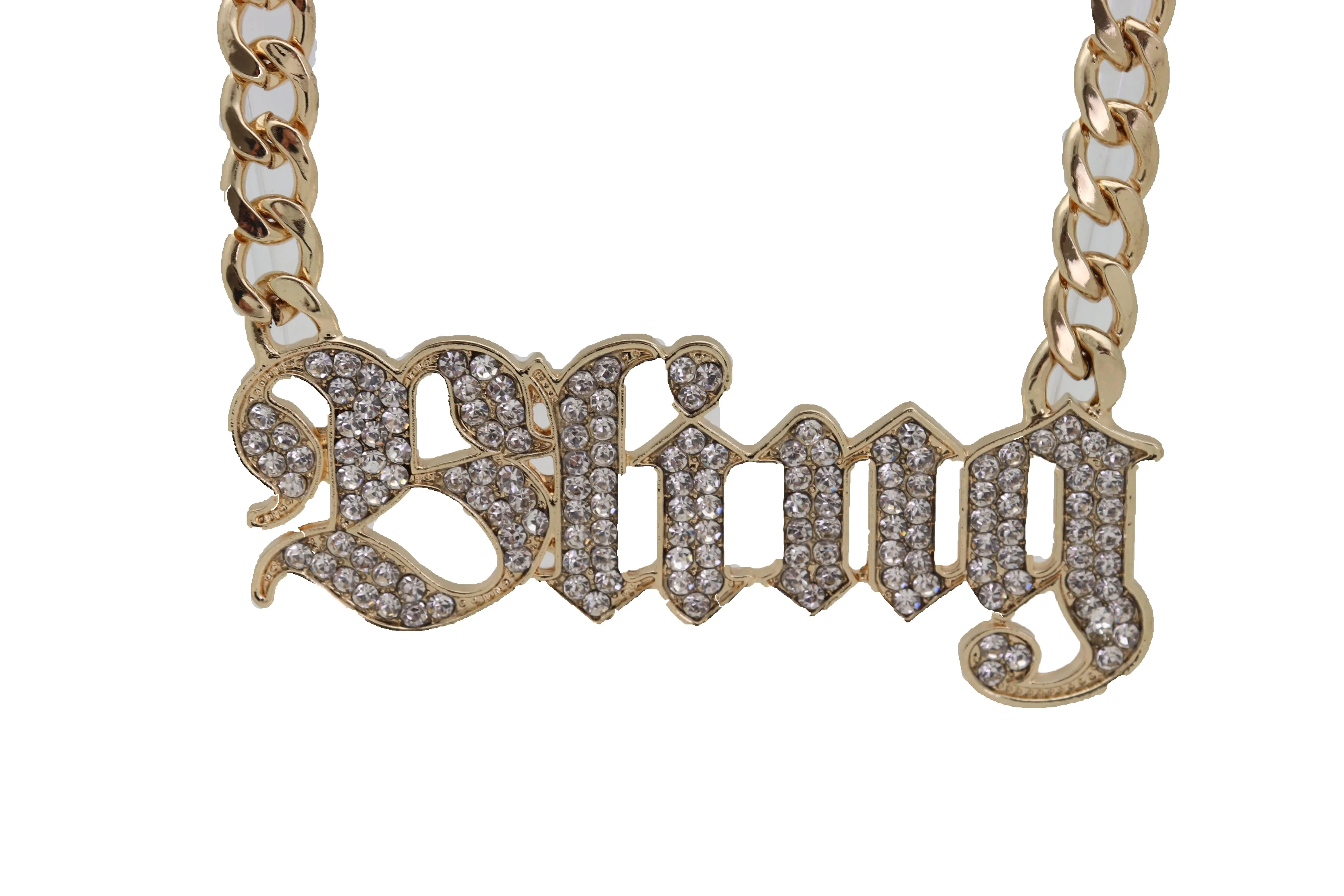 Big BLING Pendant Gold Chain Necklace