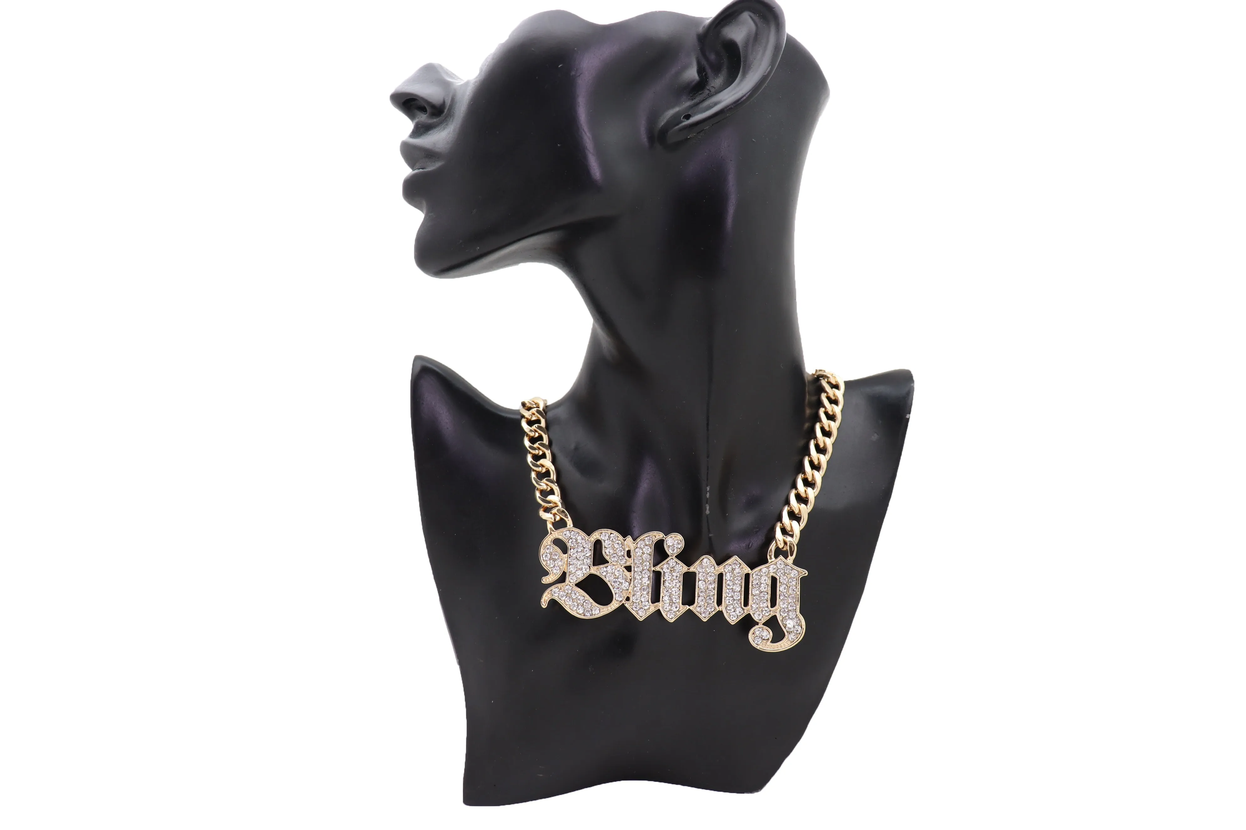 Big BLING Pendant Gold Chain Necklace