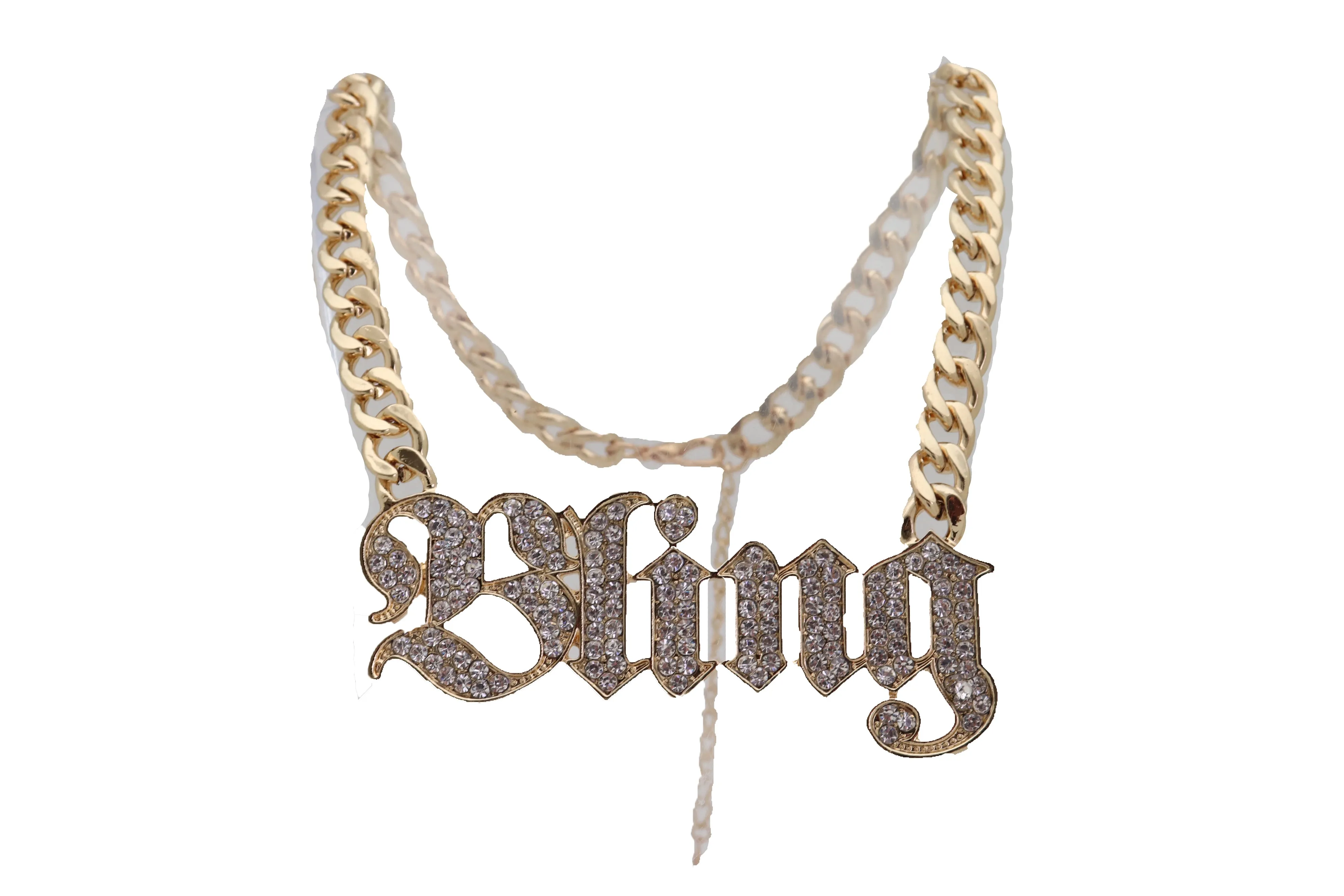 Big BLING Pendant Gold Chain Necklace