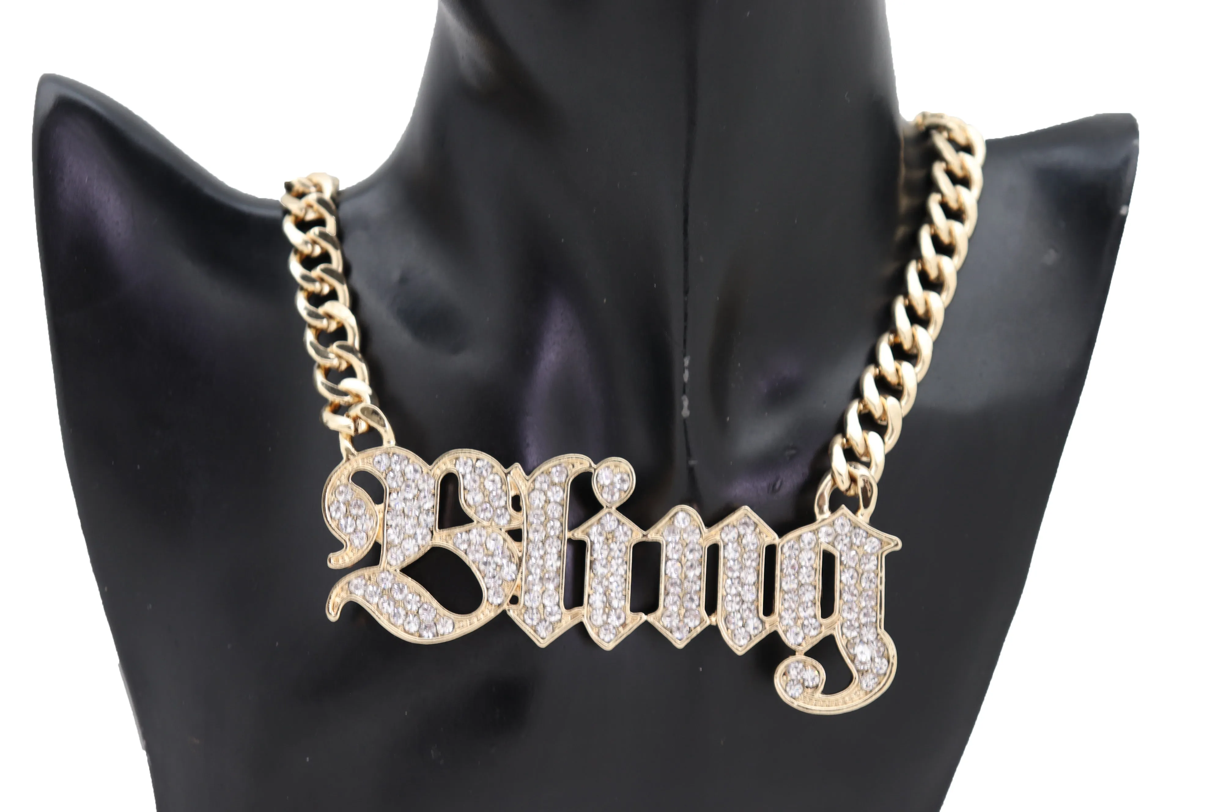 Big BLING Pendant Gold Chain Necklace