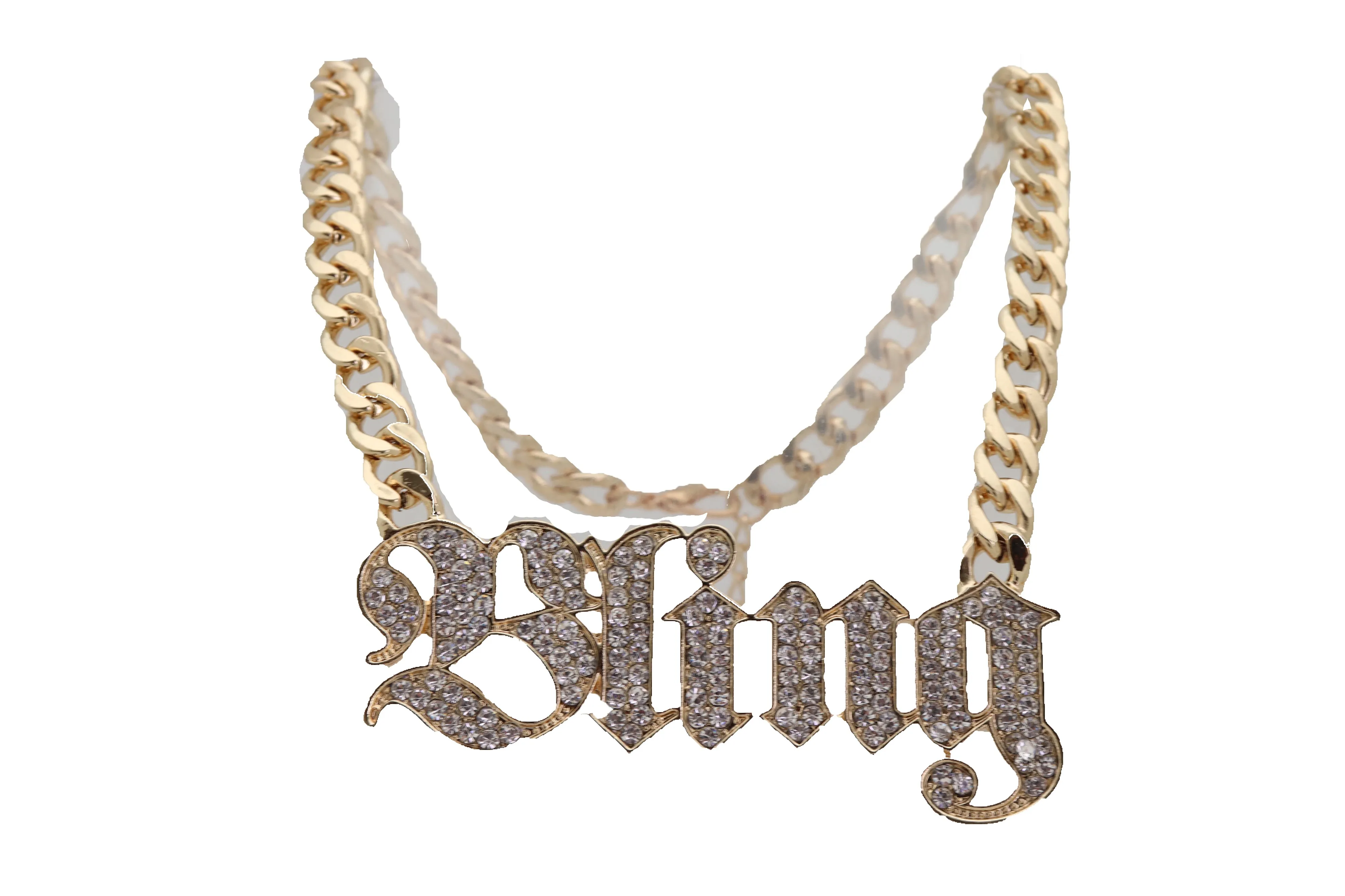 Big BLING Pendant Gold Chain Necklace