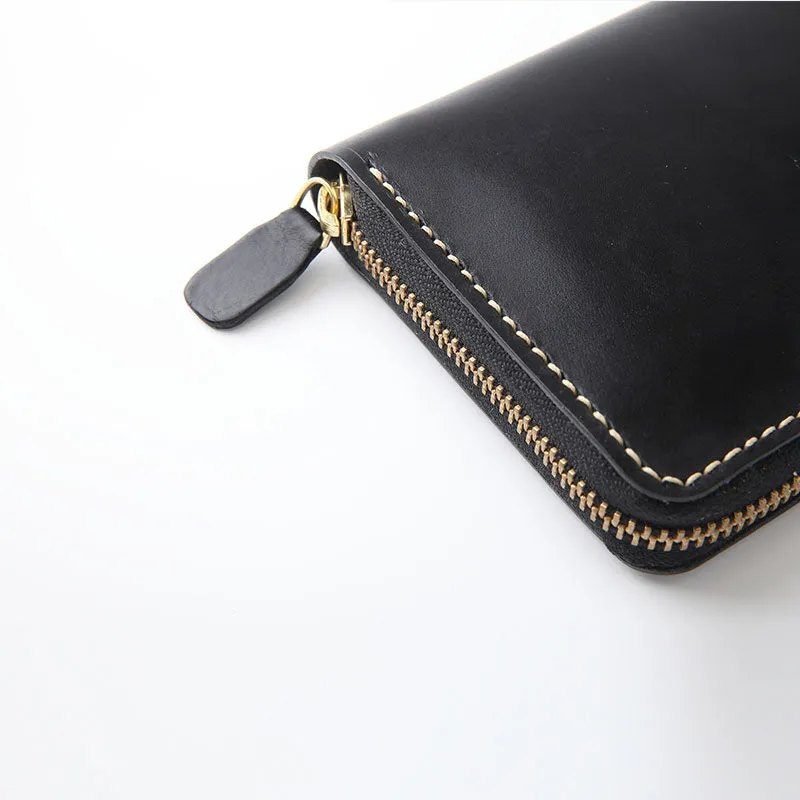 Black Coffee Womens Leather Zipper Long Wallet Phone Long Clutch Wallet for Women