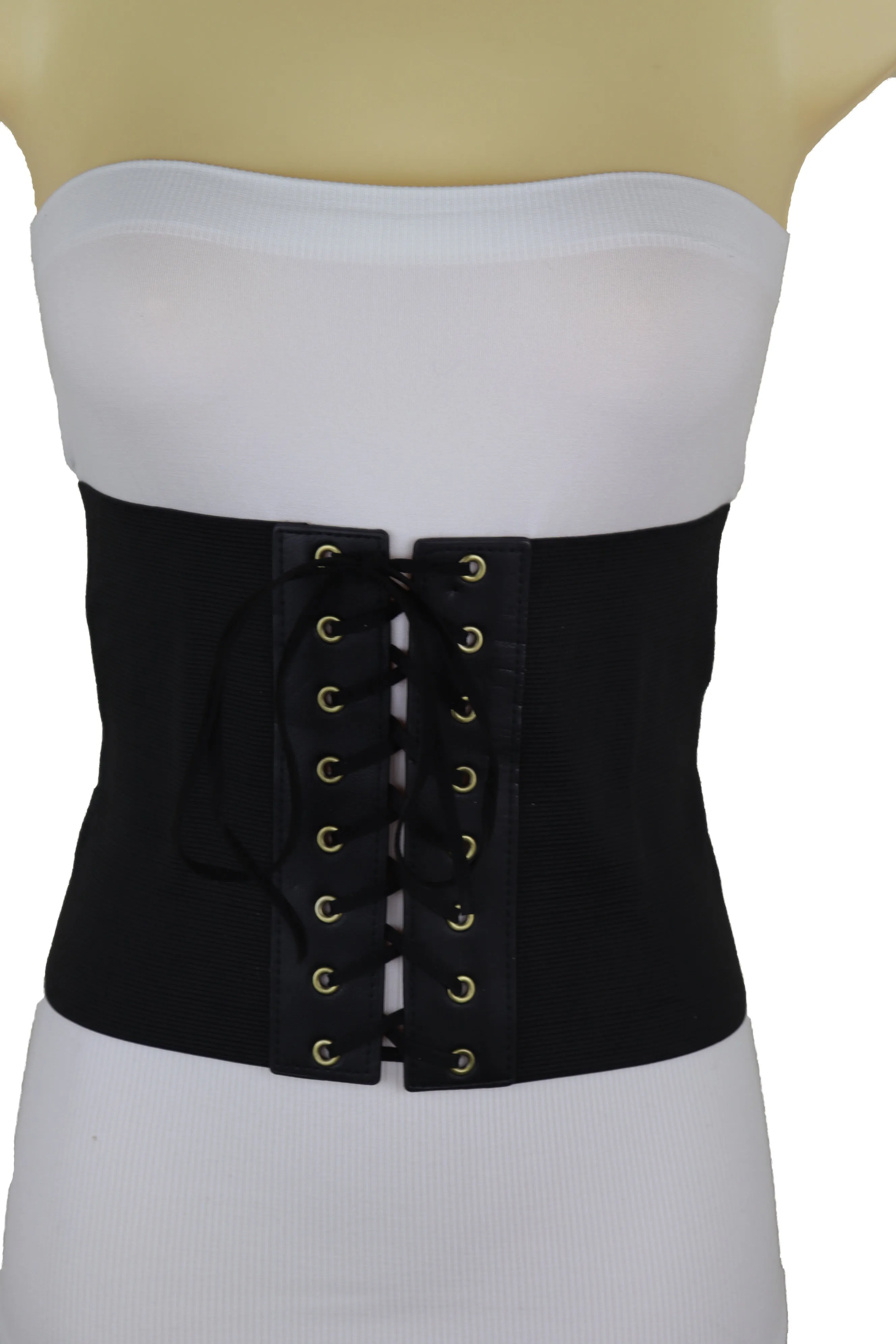 Black Corset Extra Wide Elastic Slim Fit Waistband Fashion Belt Size S M