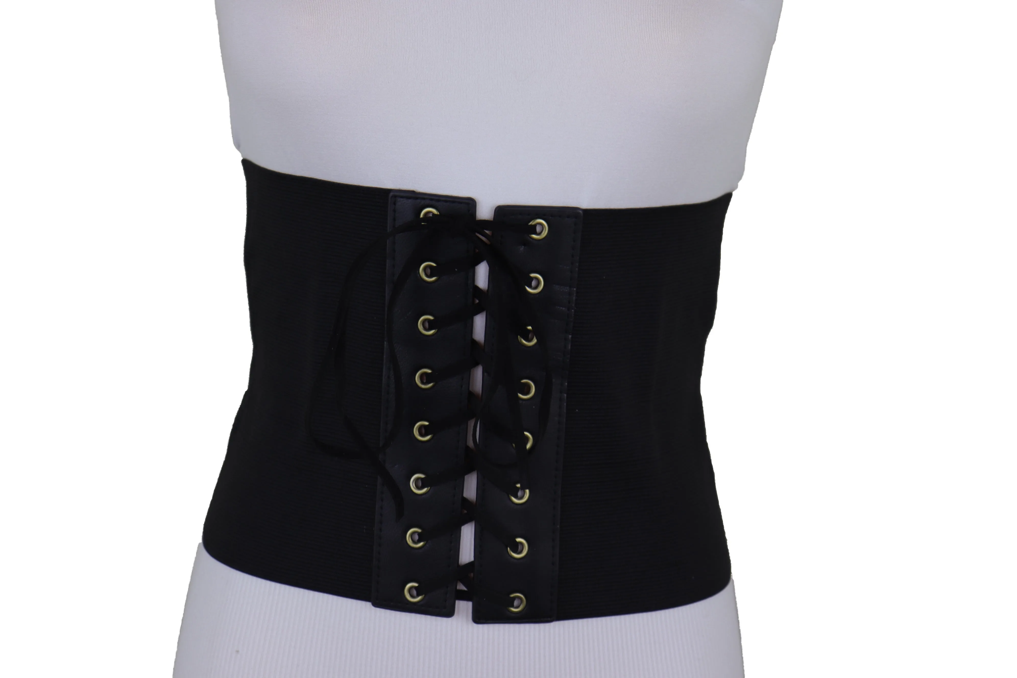 Black Corset Extra Wide Elastic Slim Fit Waistband Fashion Belt Size S M