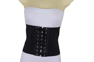 Black Corset Extra Wide Elastic Slim Fit Waistband Fashion Belt Size S M