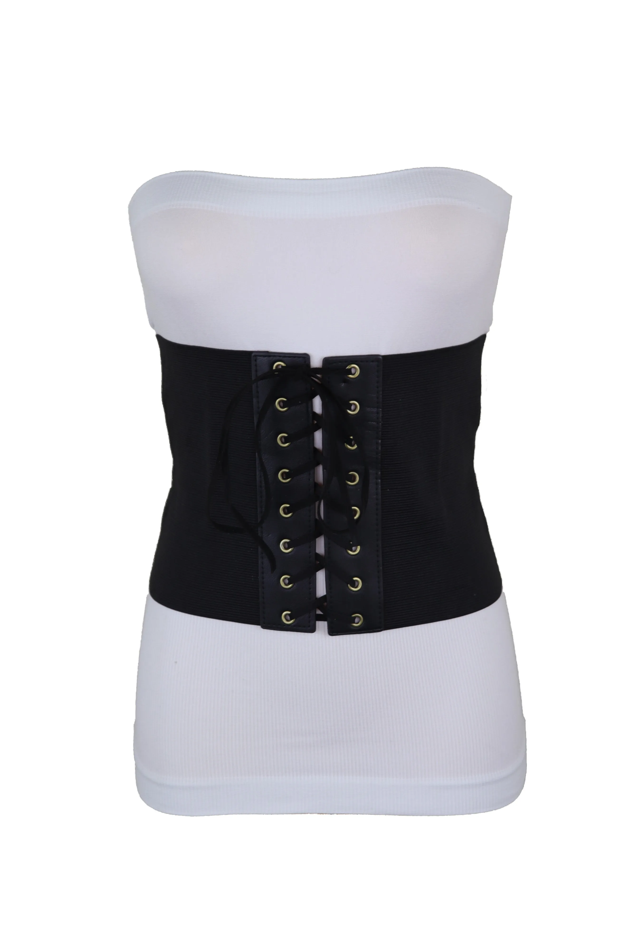 Black Corset Extra Wide Elastic Slim Fit Waistband Fashion Belt Size S M