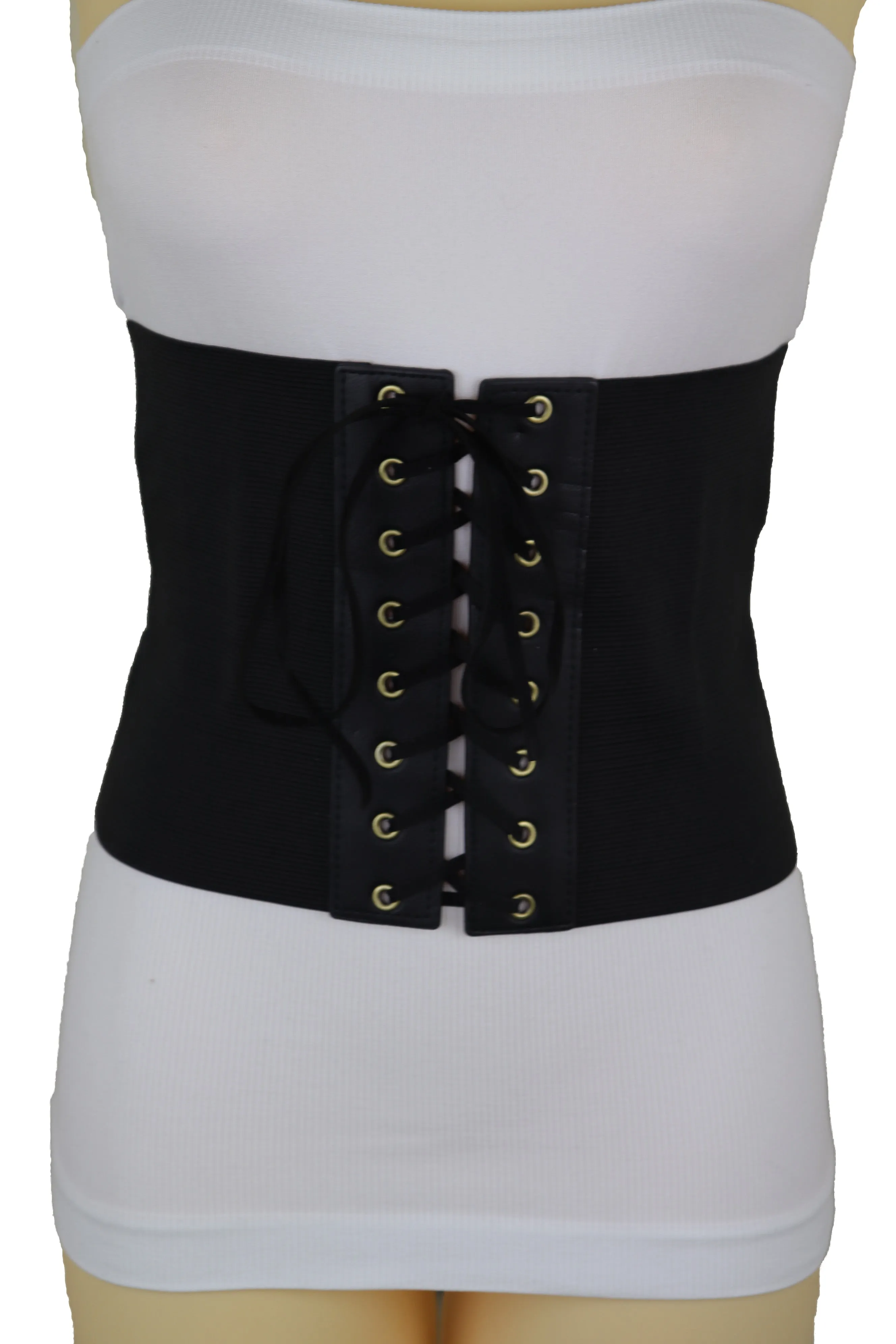 Black Corset Extra Wide Elastic Slim Fit Waistband Fashion Belt Size S M