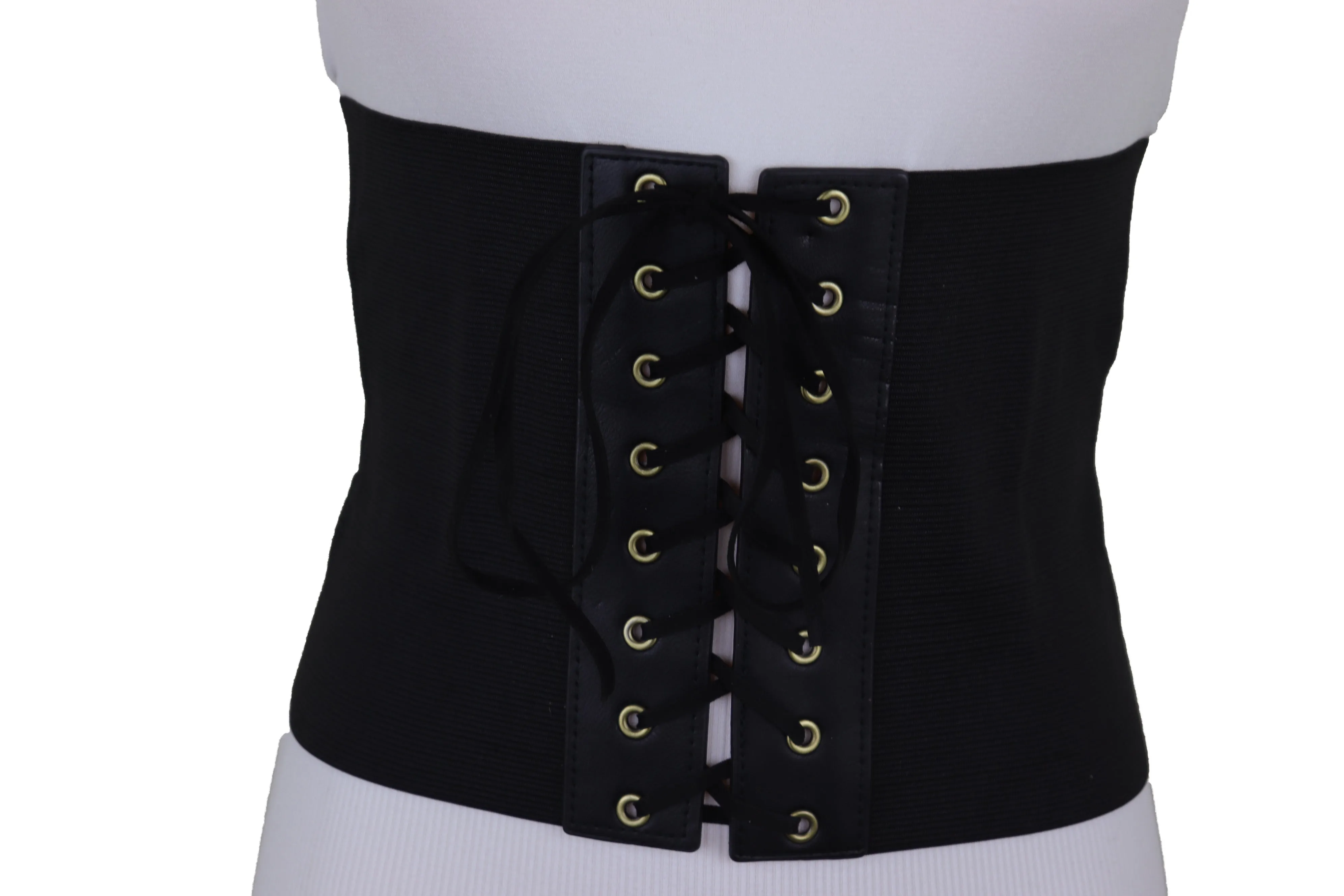 Black Corset Extra Wide Elastic Slim Fit Waistband Fashion Belt Size S M