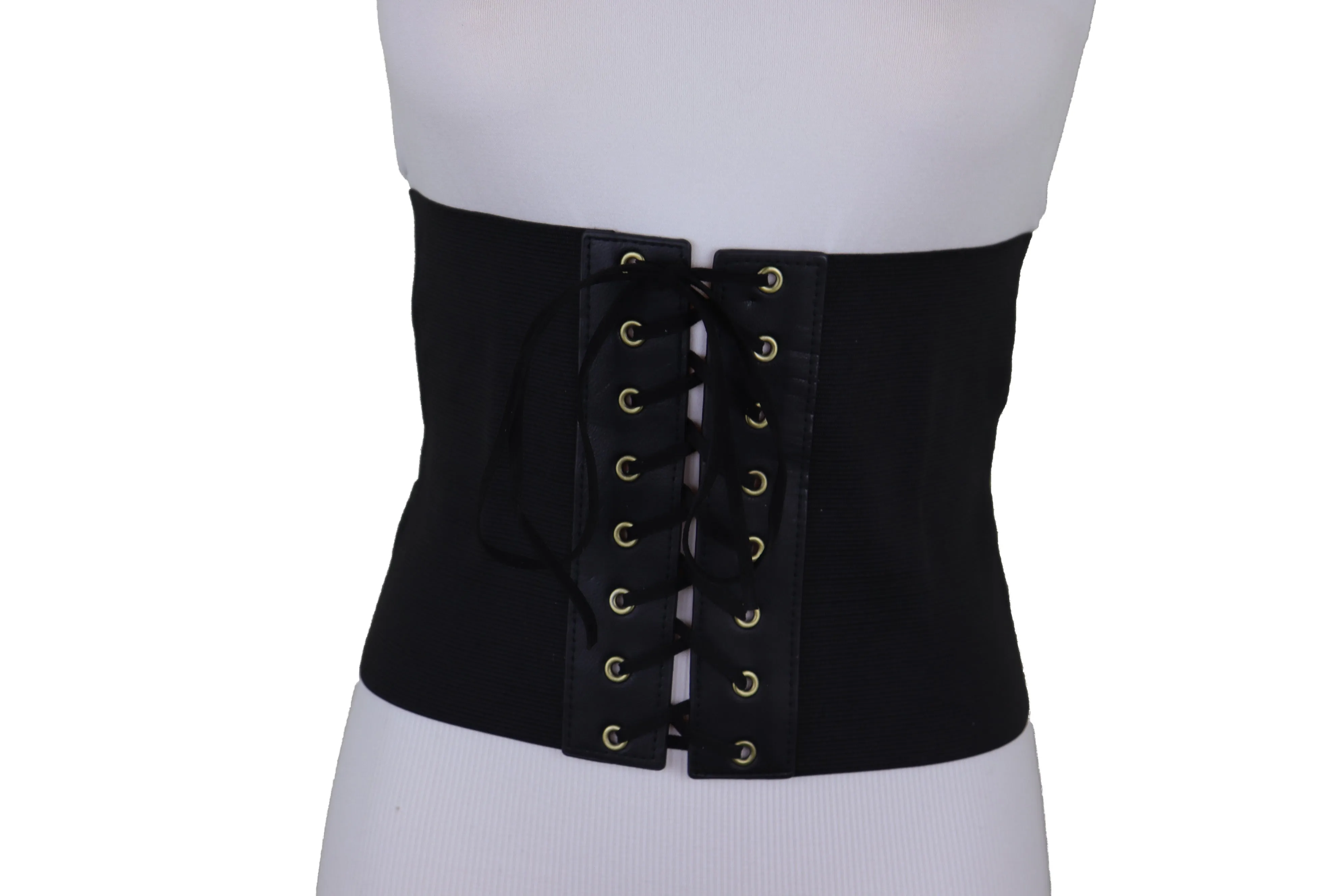 Black Corset Extra Wide Elastic Slim Fit Waistband Fashion Belt Size S M