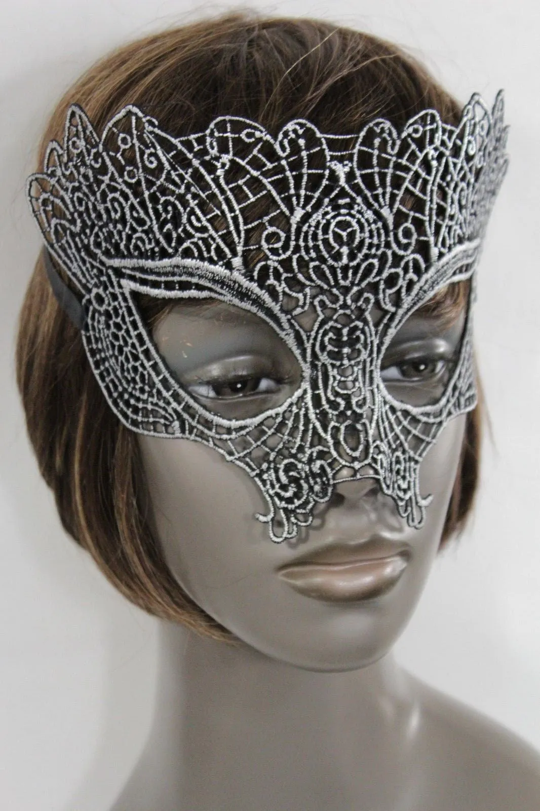 Black Fabric Half Face Eye Costume Mask Halloween Fun Party Women Men