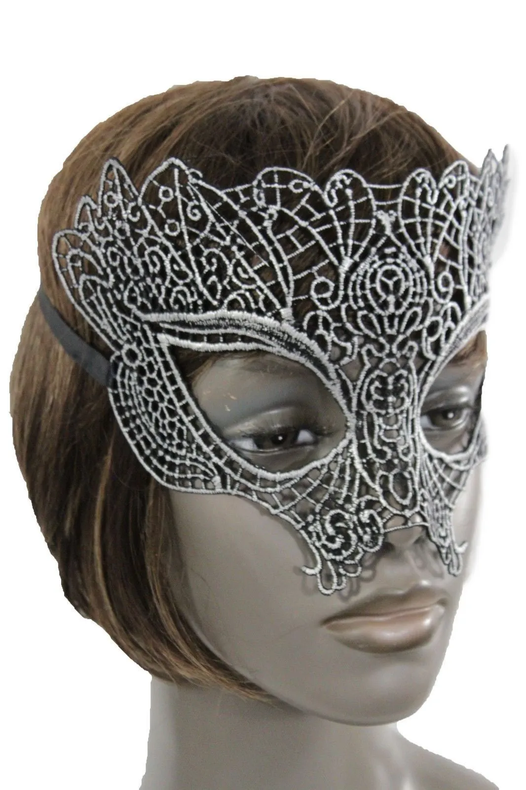 Black Fabric Half Face Eye Costume Mask Halloween Fun Party Women Men