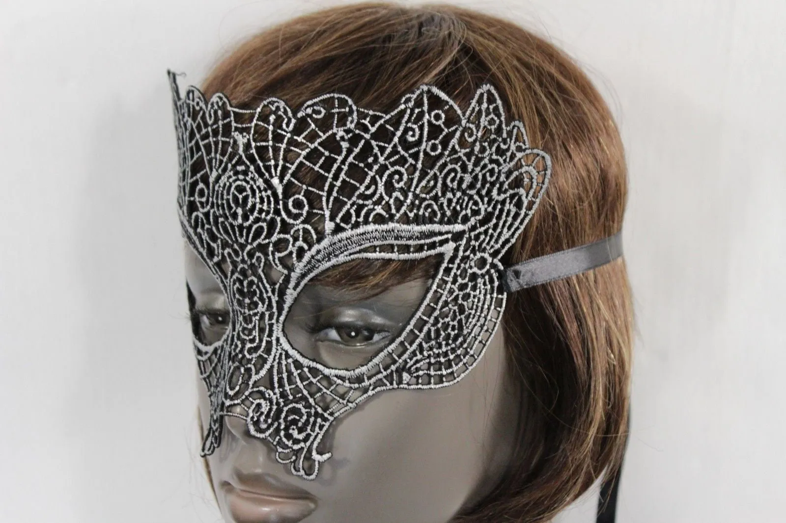 Black Fabric Half Face Eye Costume Mask Halloween Fun Party Women Men