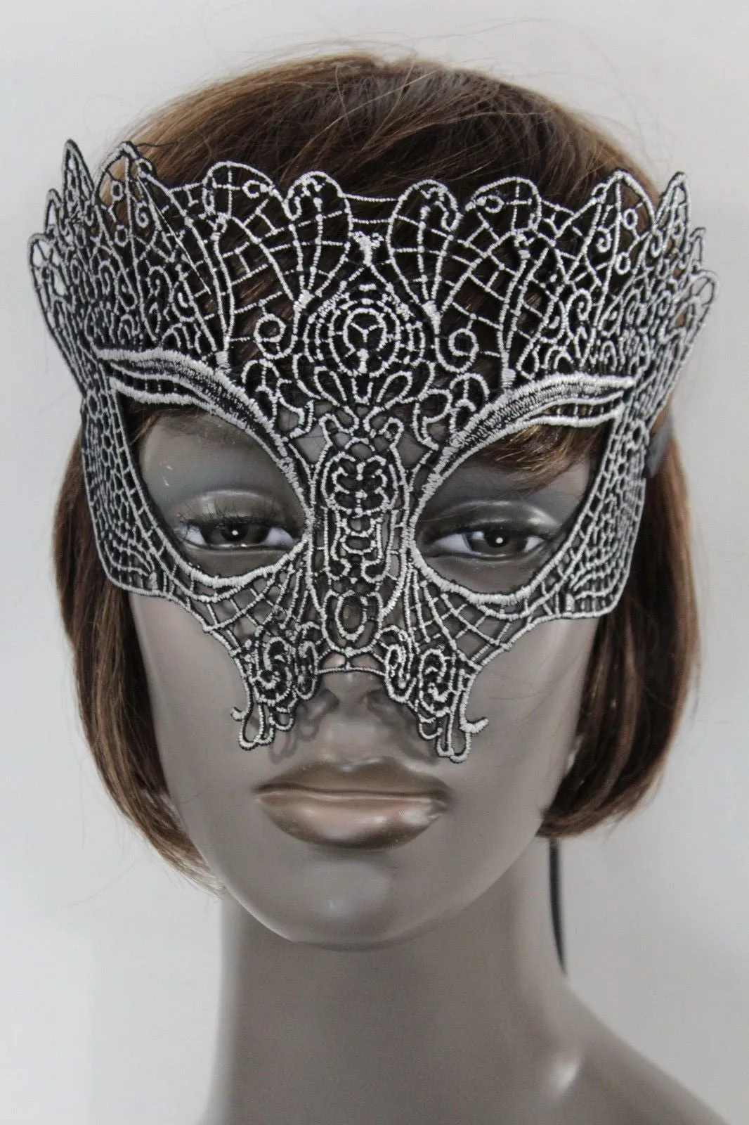 Black Fabric Half Face Eye Costume Mask Halloween Fun Party Women Men