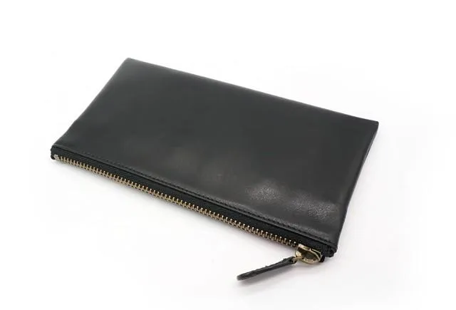 Black Mens Leather Zipper Slim Long Wallet Phone Long Wallet for Men