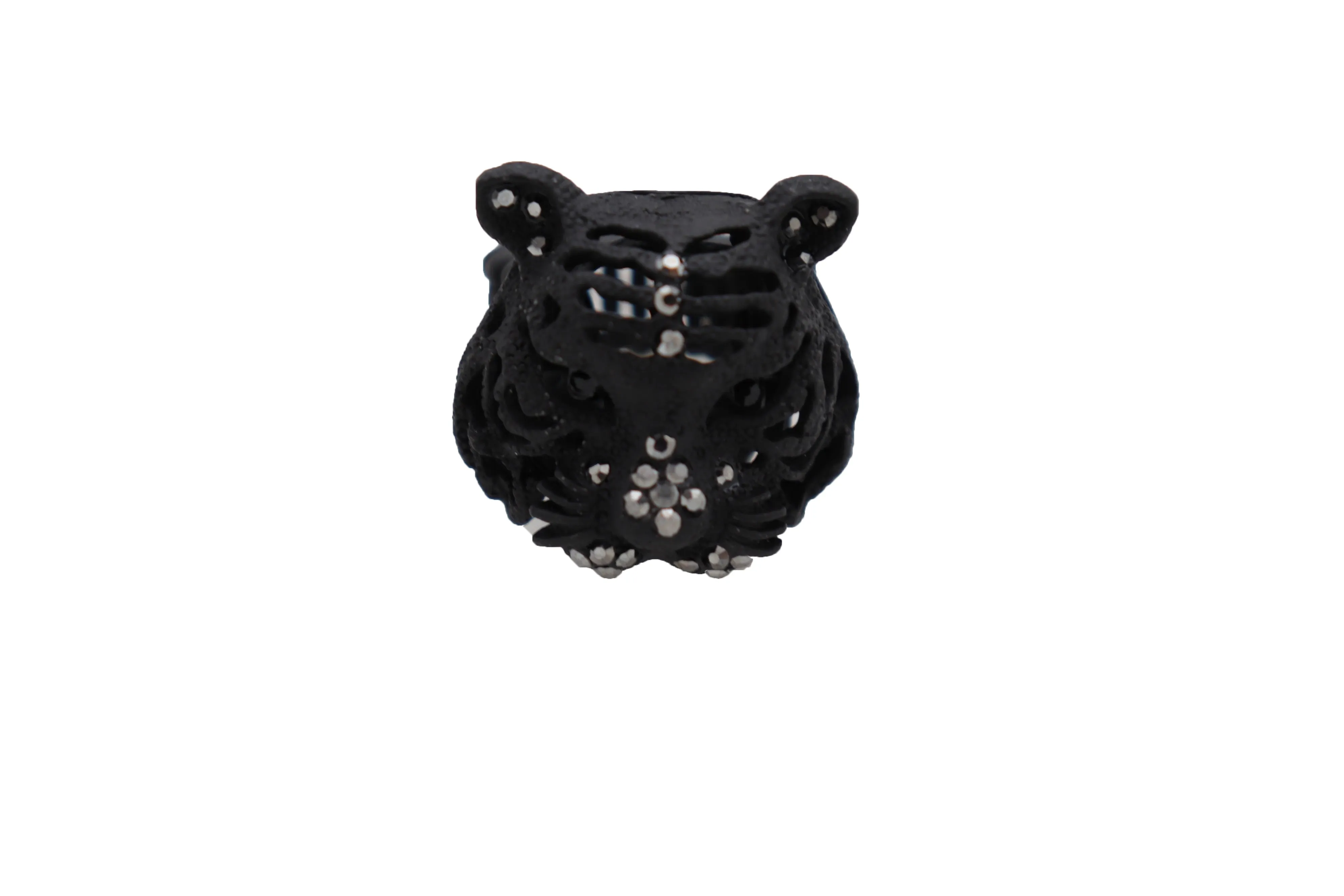 Black Metal Tiger Head Ring