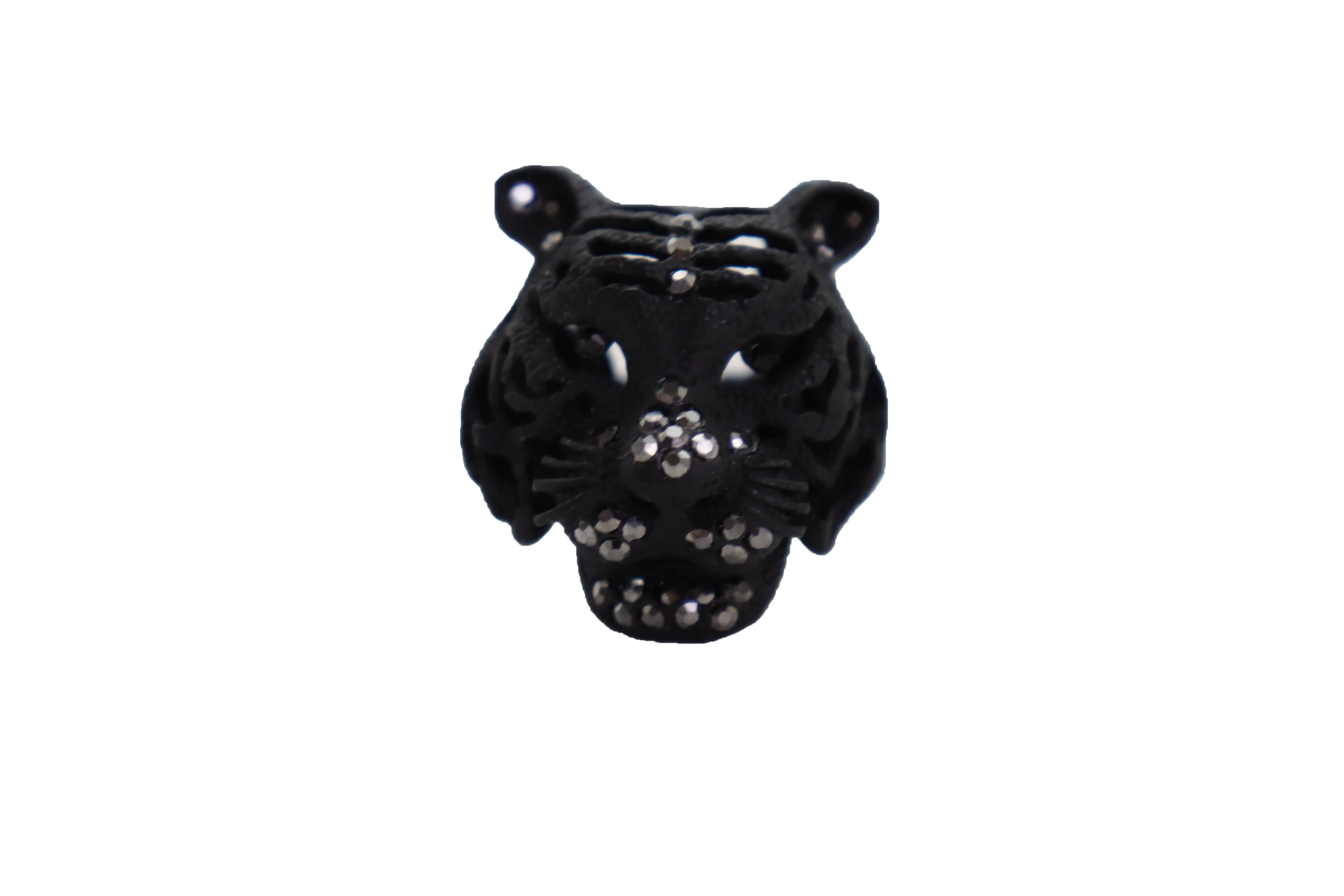 Black Metal Tiger Head Ring