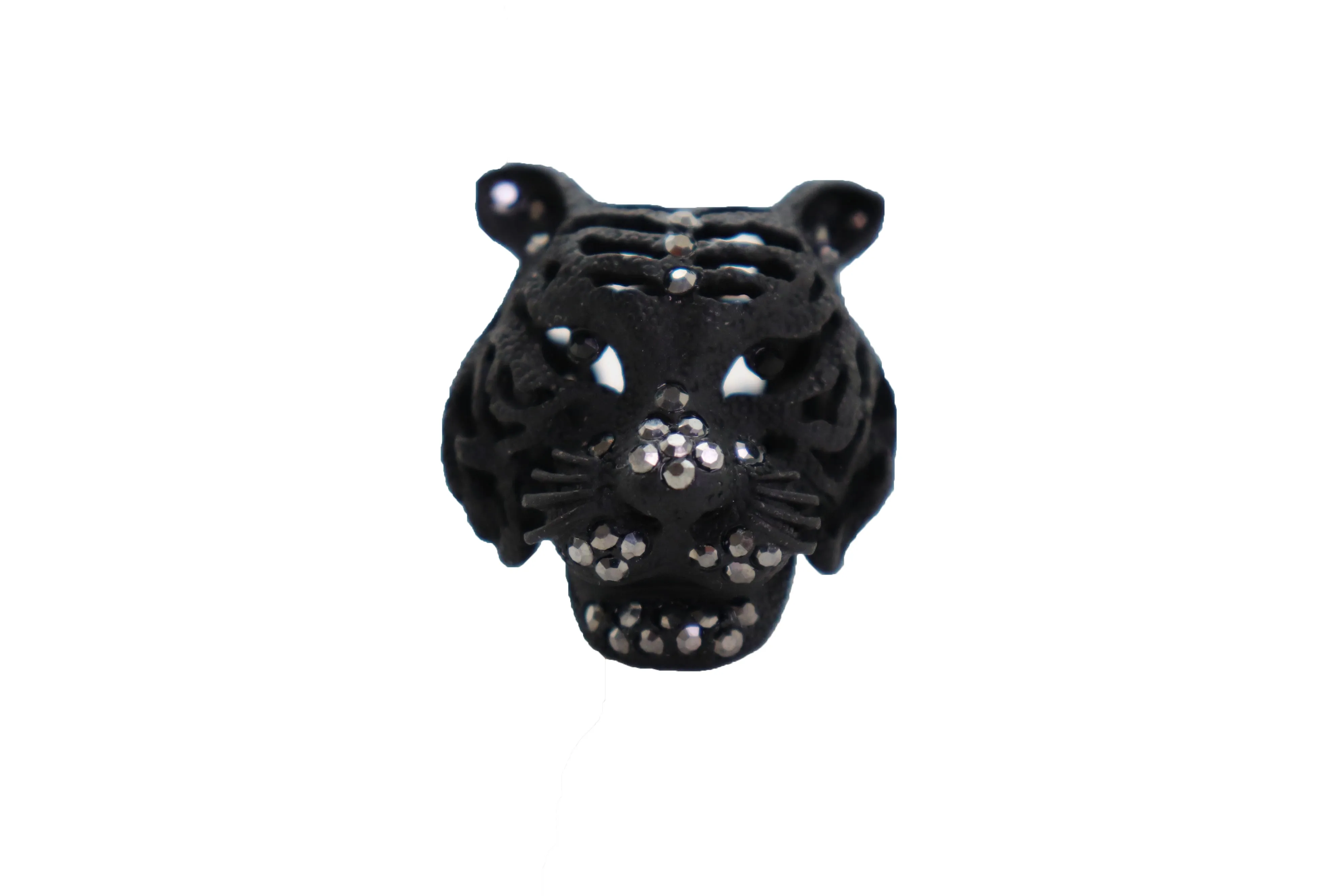 Black Metal Tiger Head Ring