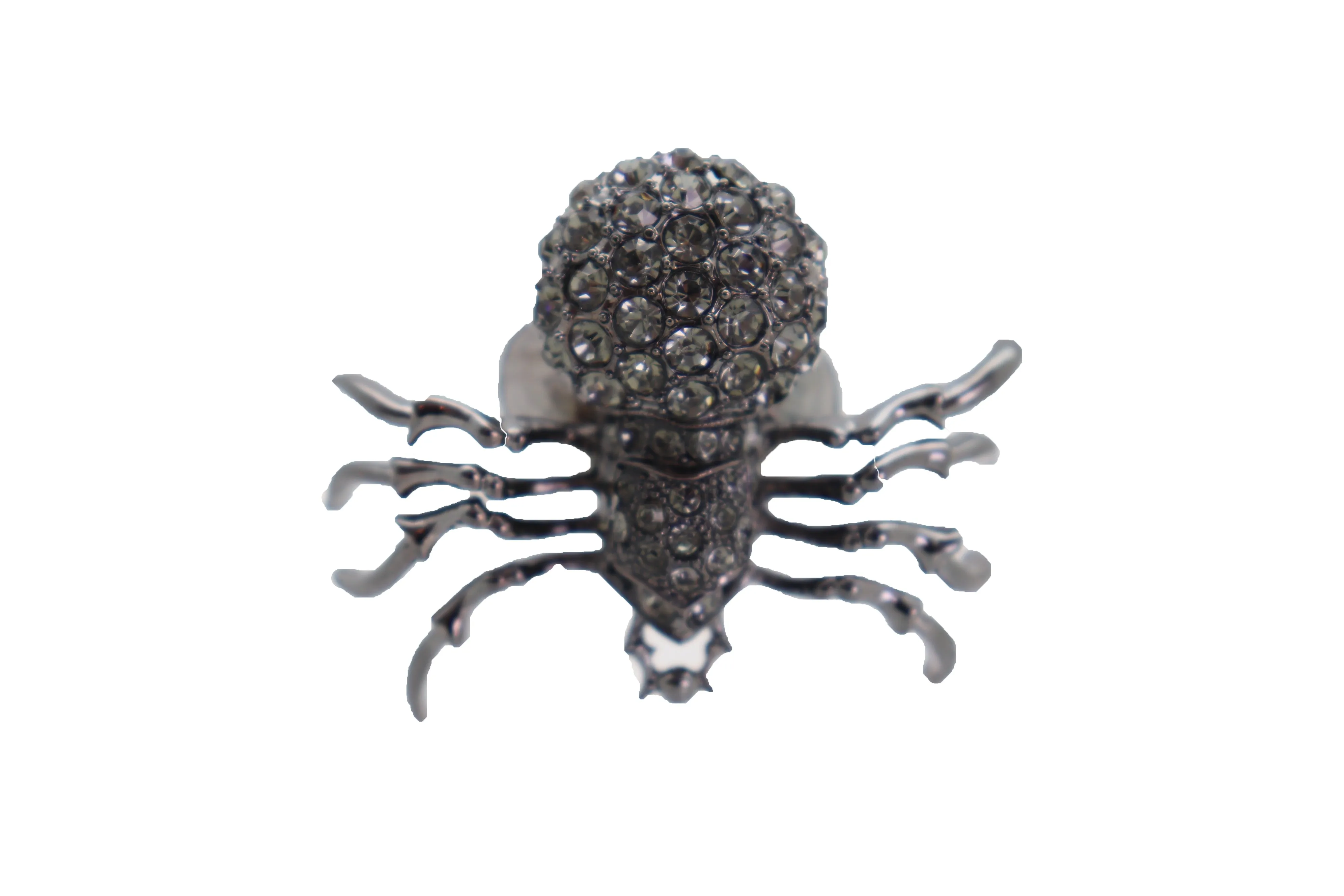 Black Rhinestone Spider Ring