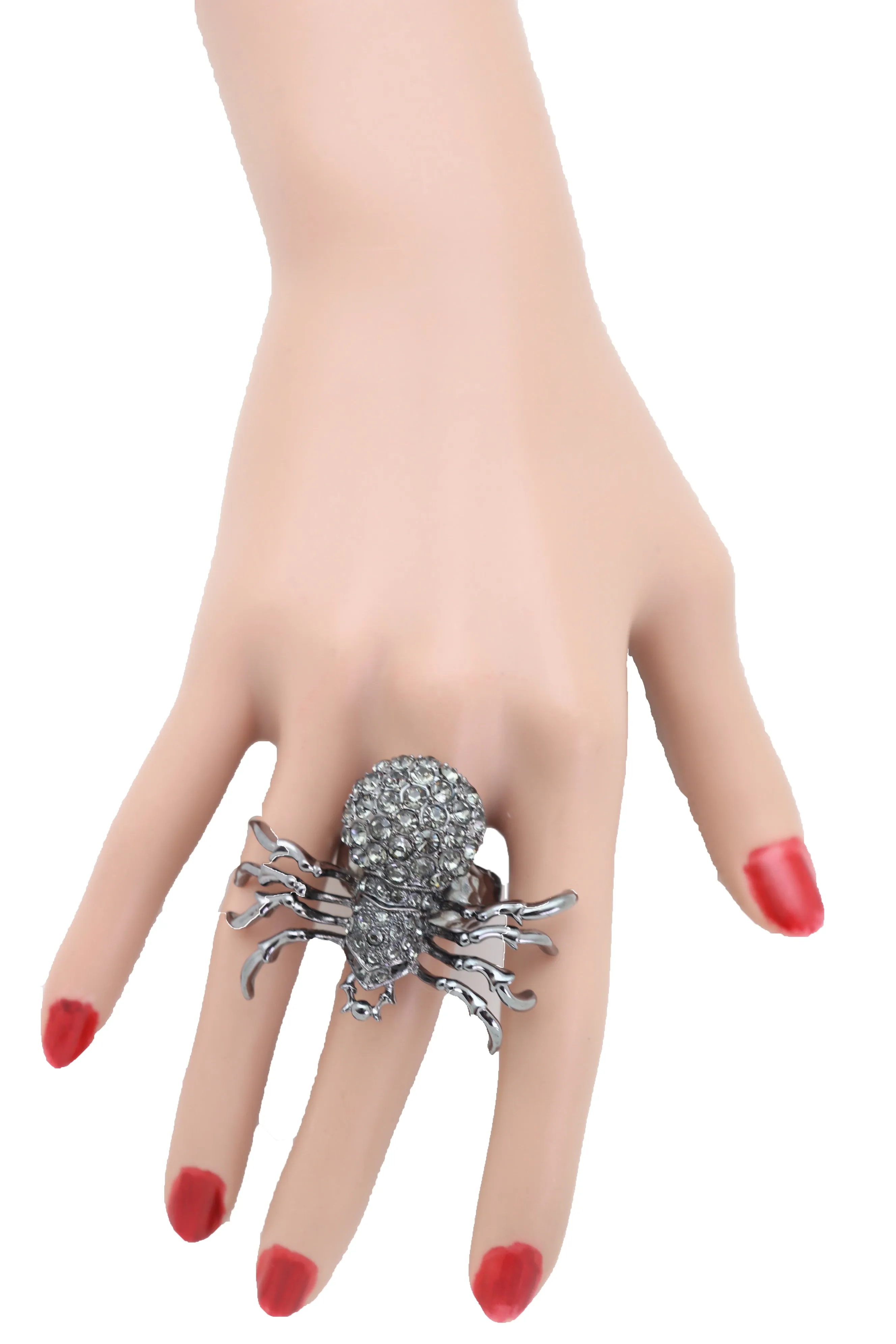 Black Rhinestone Spider Ring