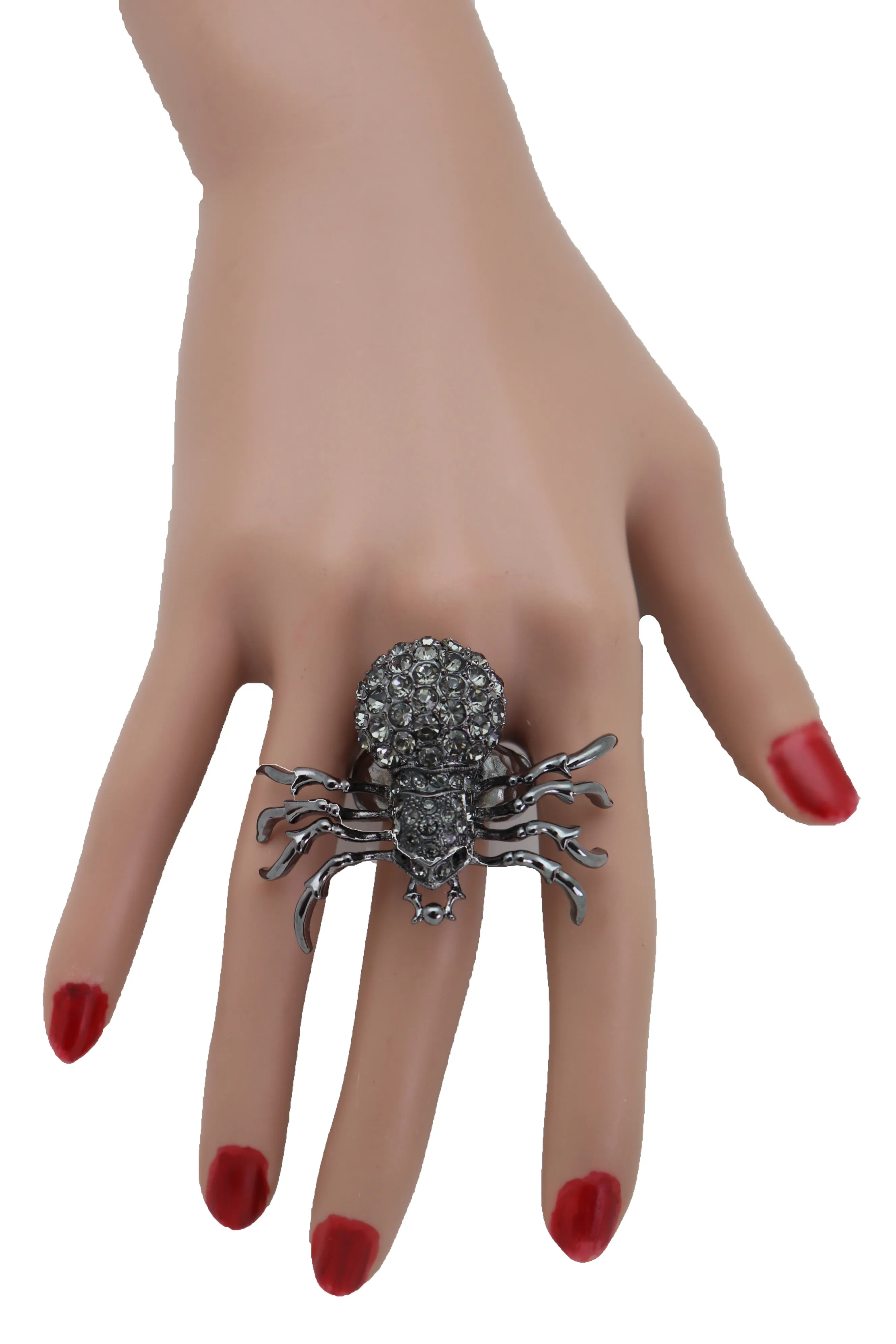 Black Rhinestone Spider Ring