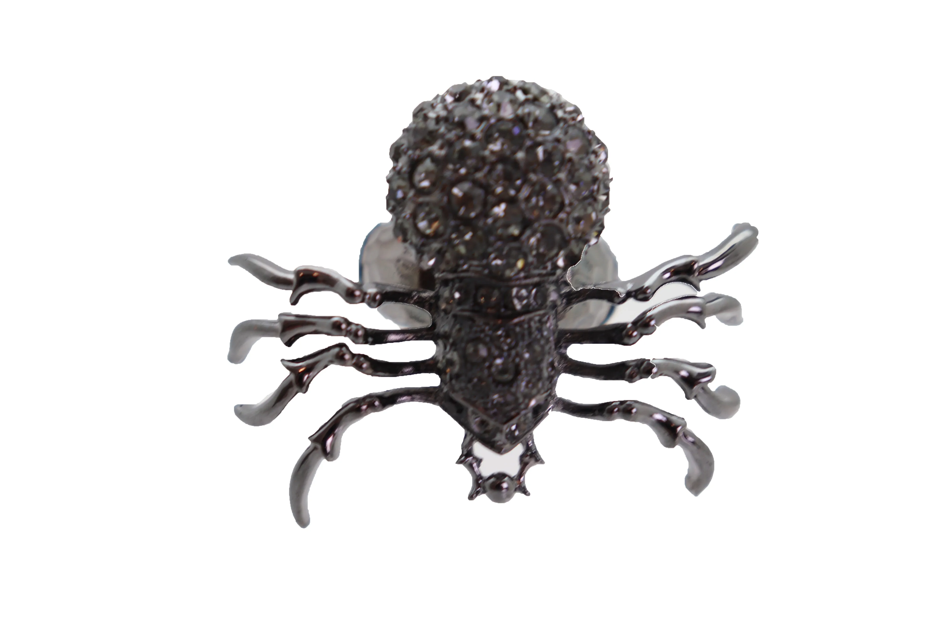 Black Rhinestone Spider Ring