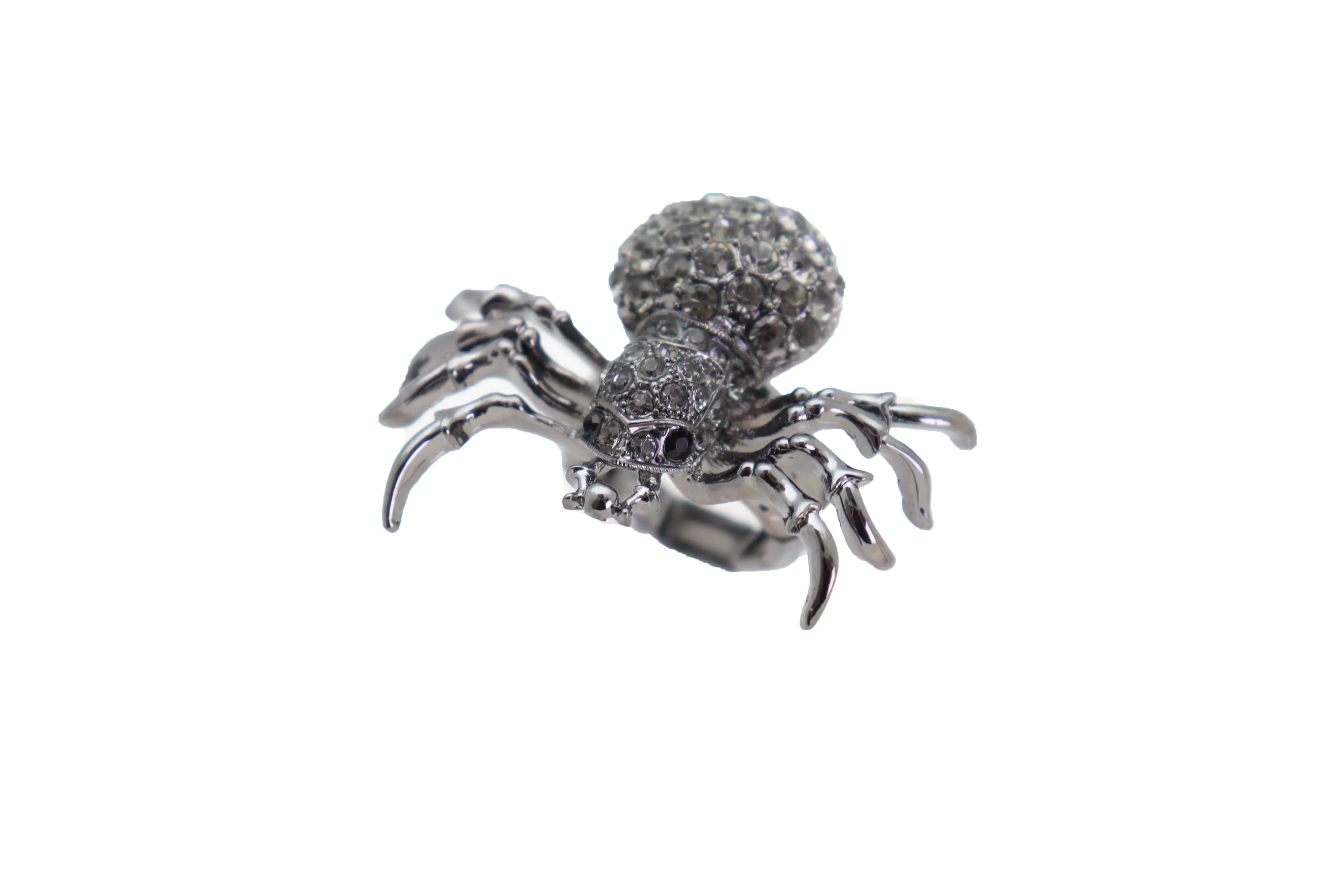 Black Rhinestone Spider Ring