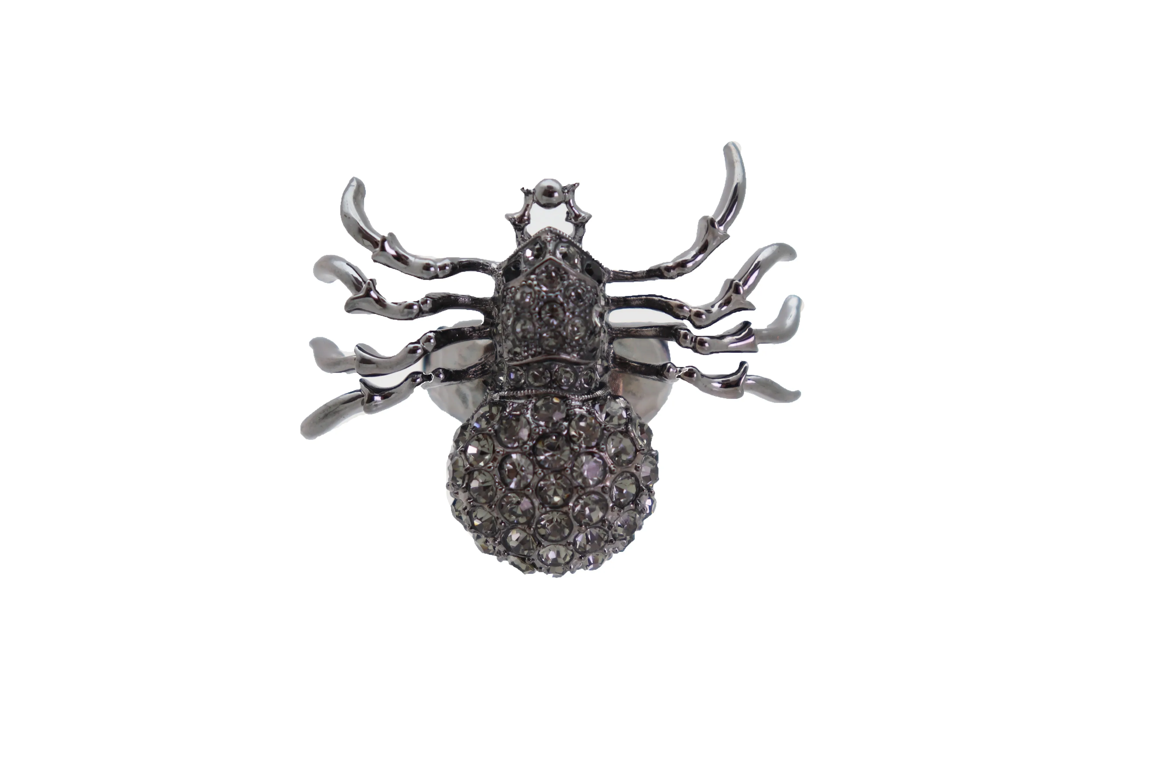 Black Rhinestone Spider Ring