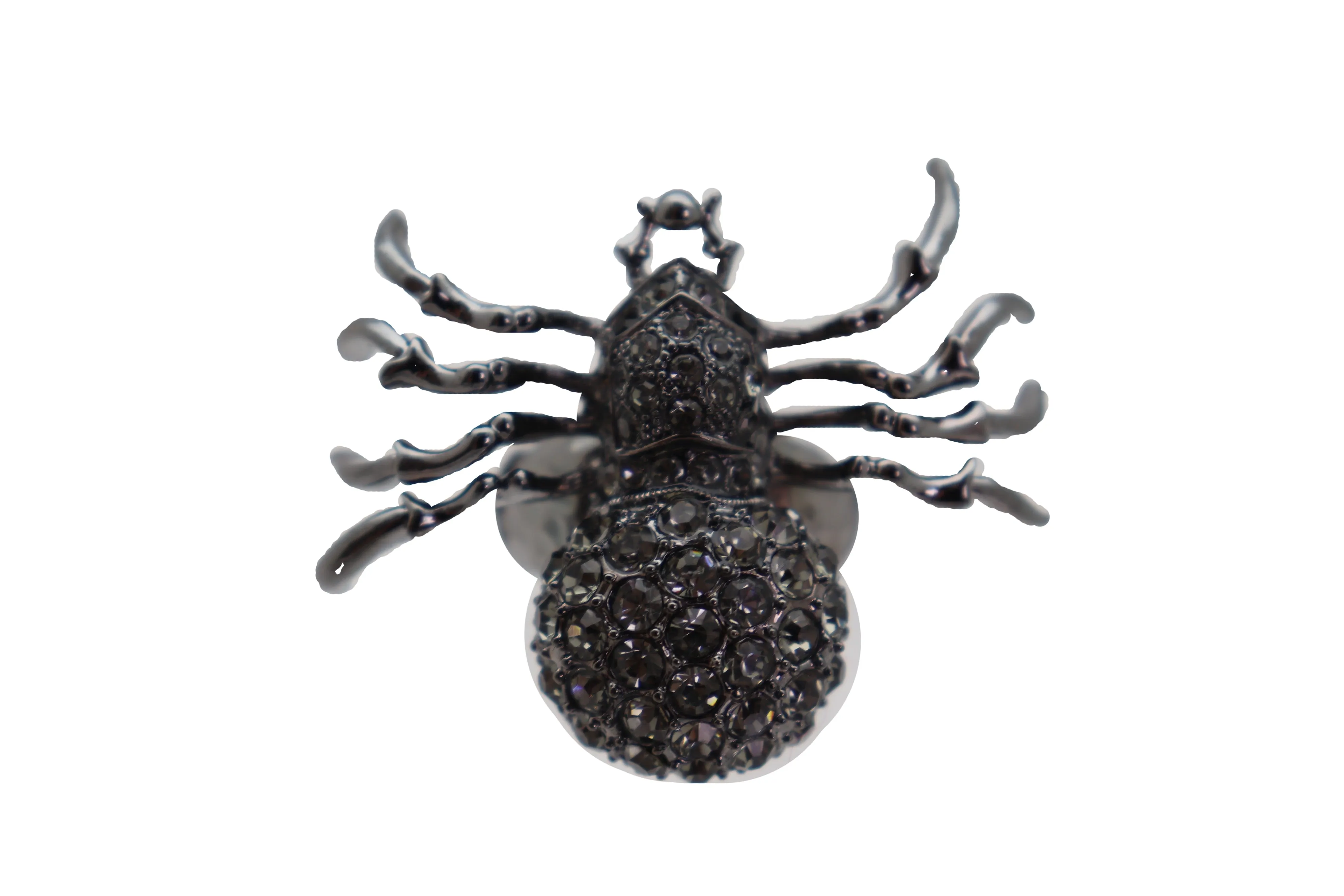 Black Rhinestone Spider Ring