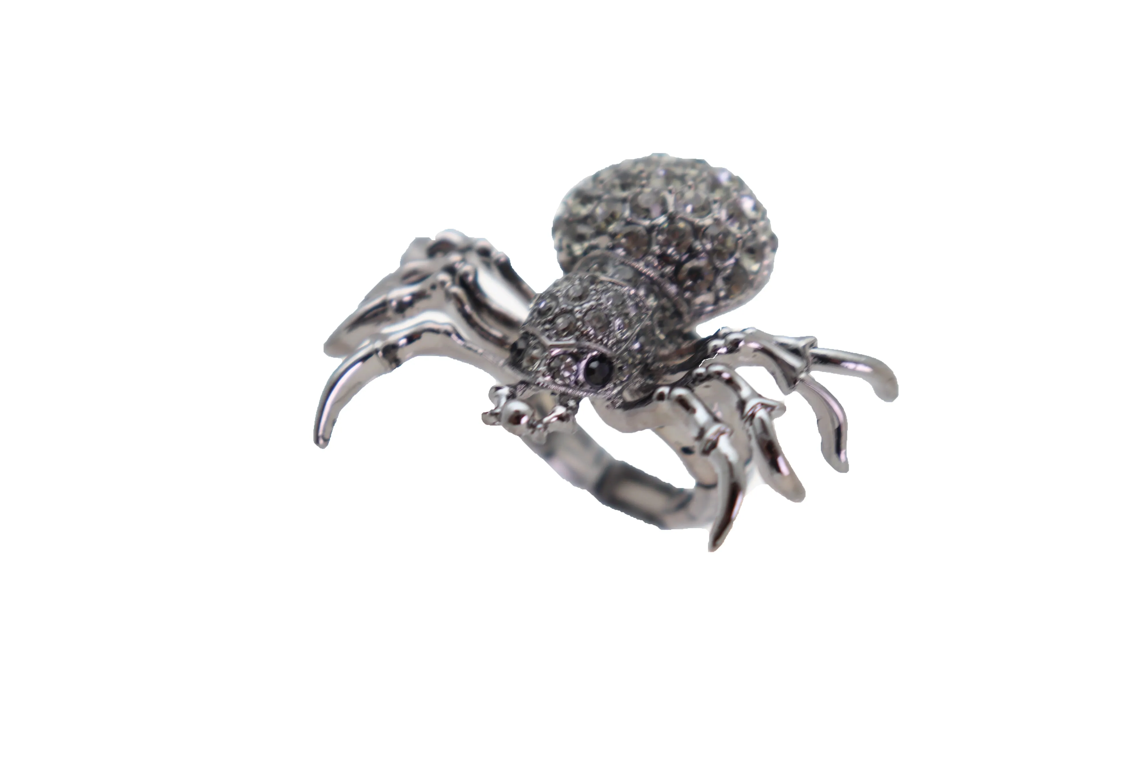 Black Rhinestone Spider Ring