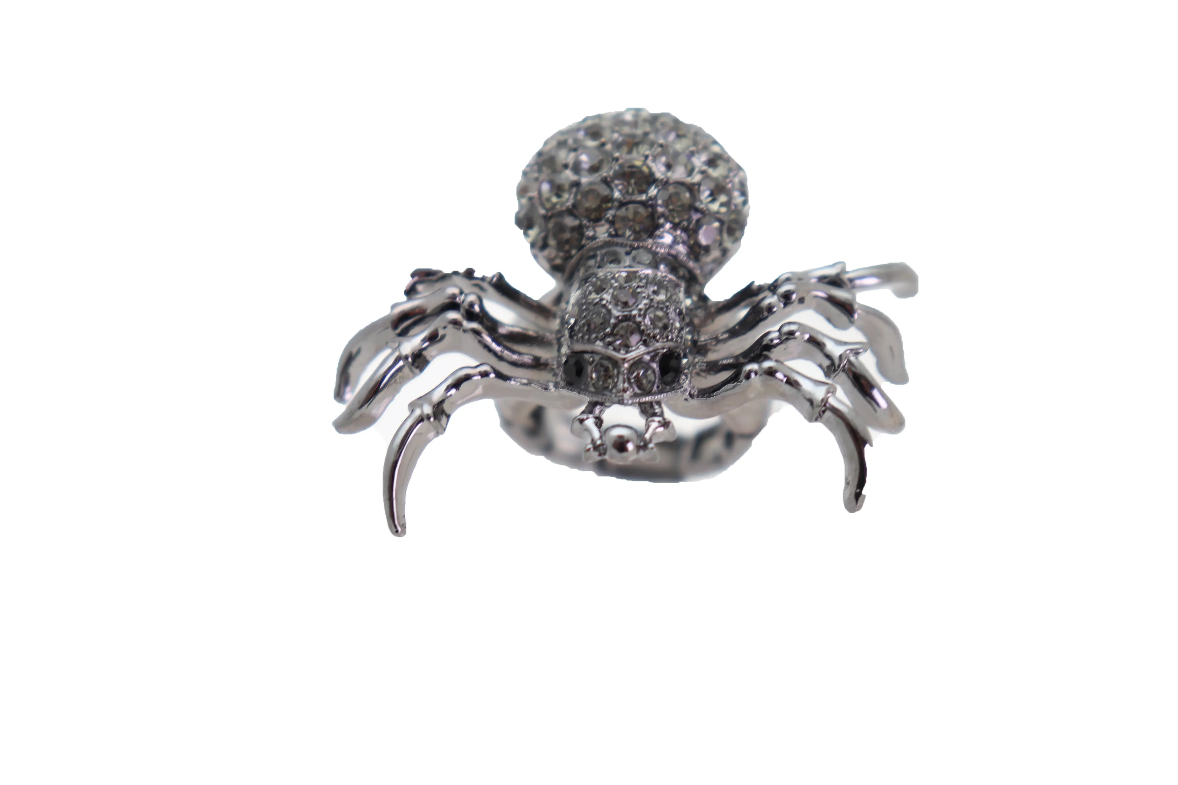 Black Rhinestone Spider Ring