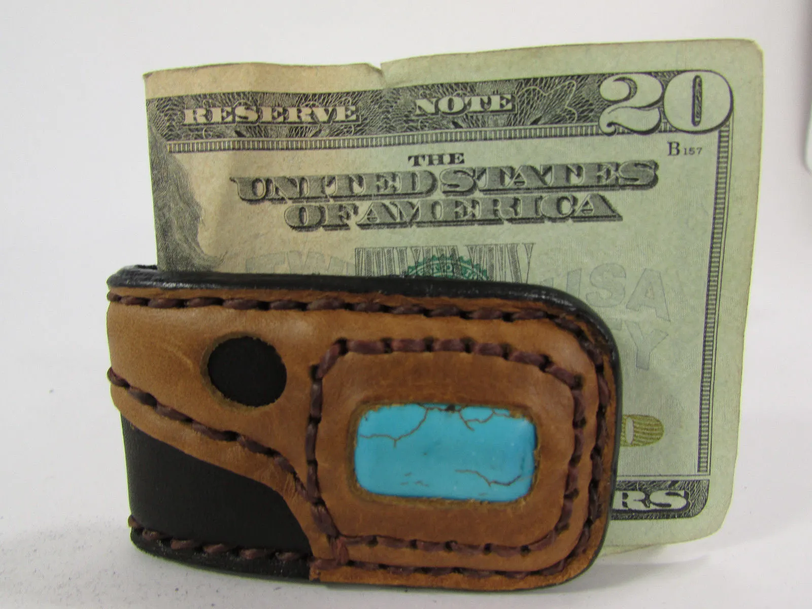 Brown Black Beige Snake Skin Genuine Leather Magnet Money Clip