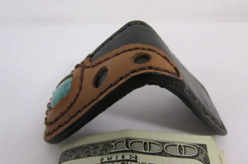 Brown Black Beige Snake Skin Genuine Leather Magnet Money Clip