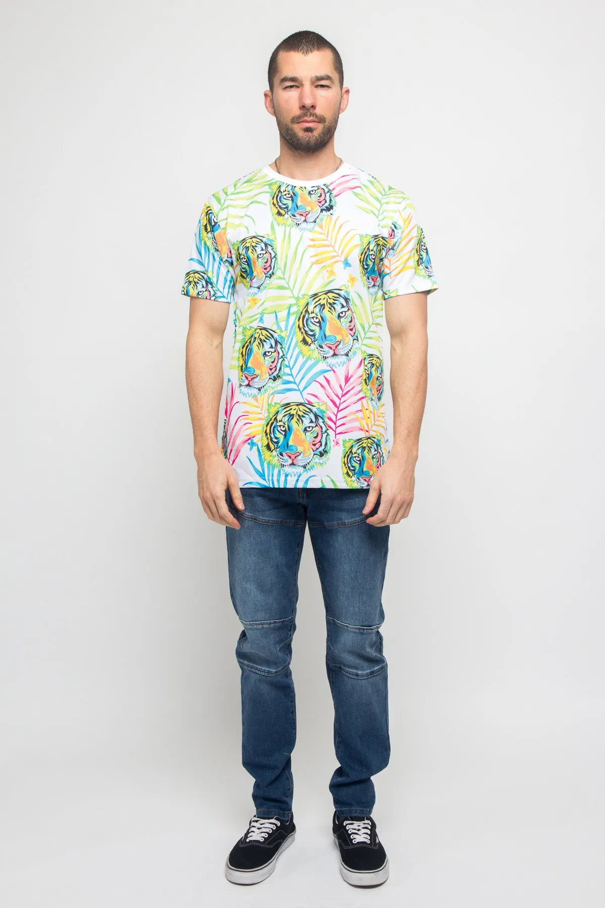 Colorful Floral Tiger T-Shirt