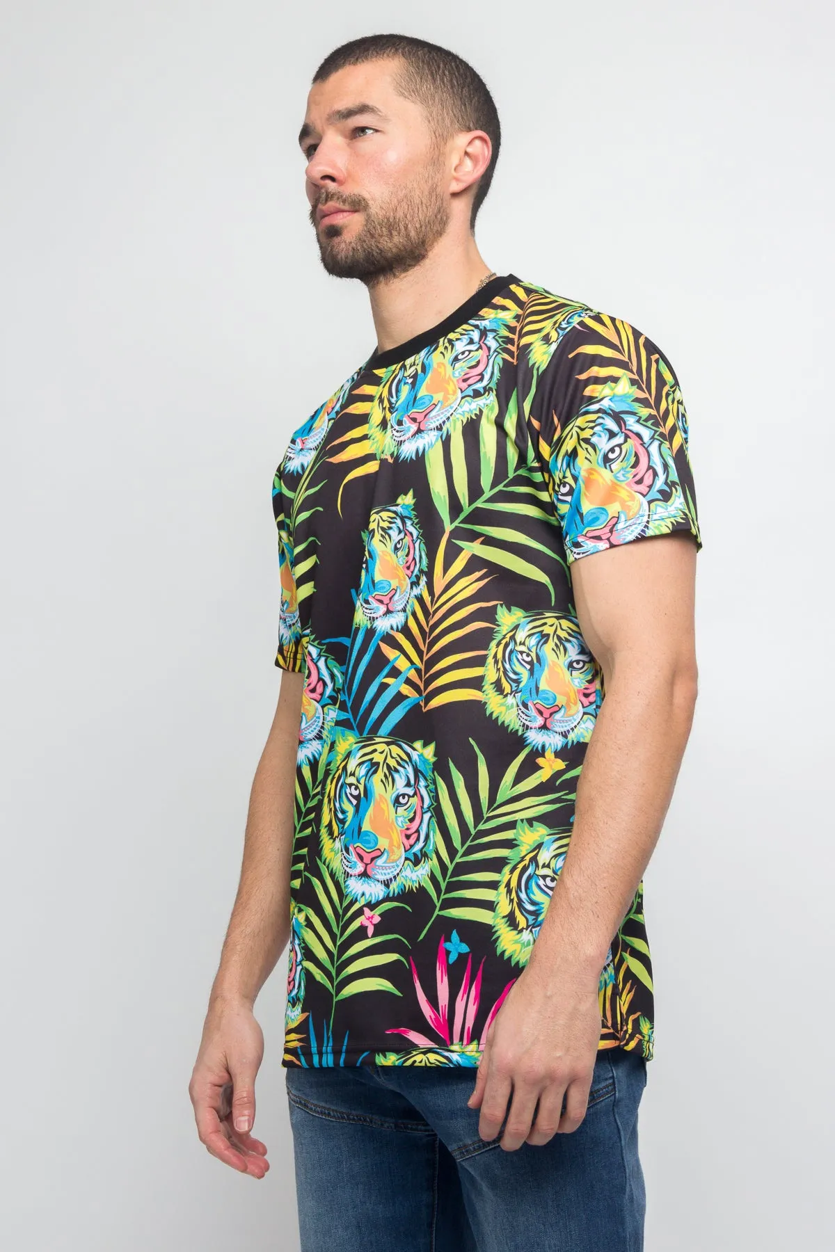 Colorful Floral Tiger T-Shirt