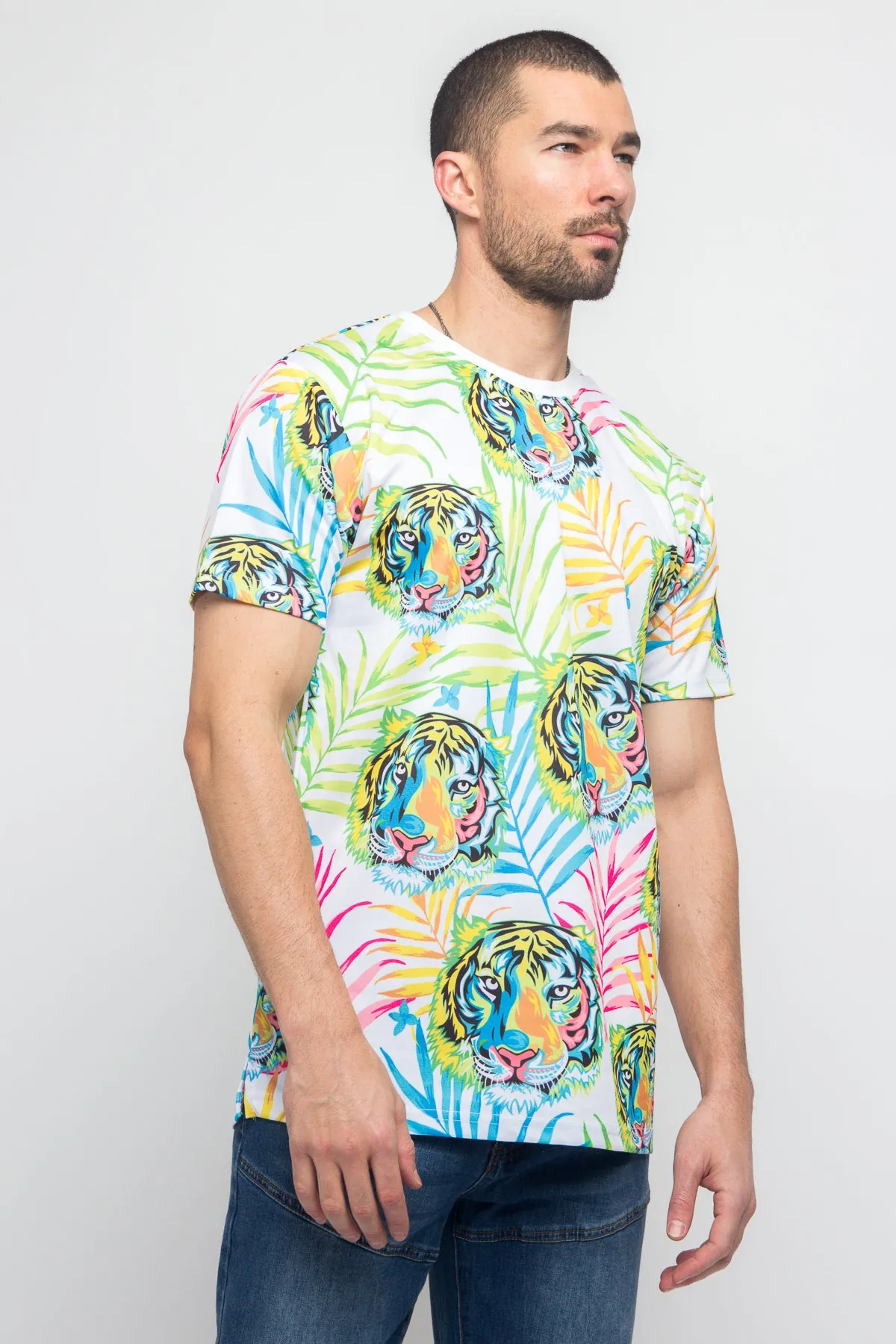 Colorful Floral Tiger T-Shirt