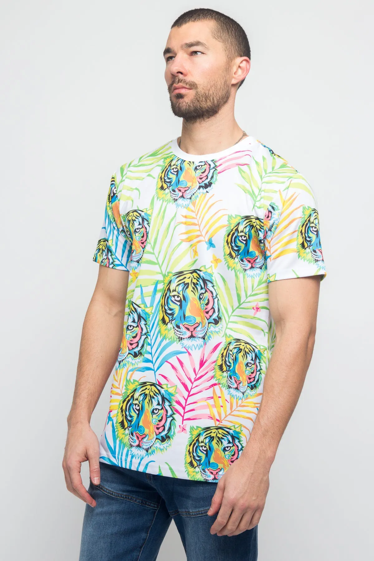 Colorful Floral Tiger T-Shirt