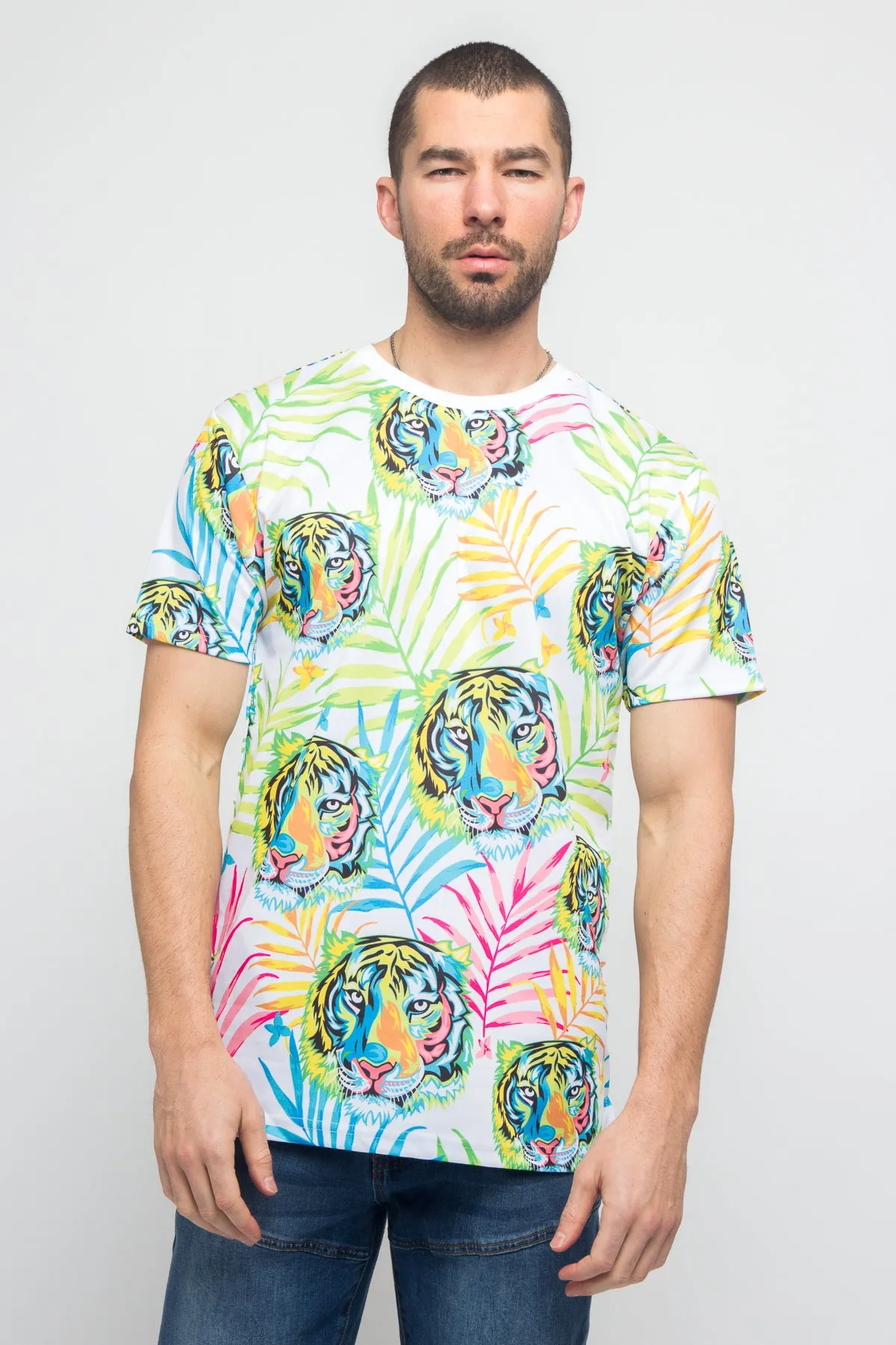 Colorful Floral Tiger T-Shirt