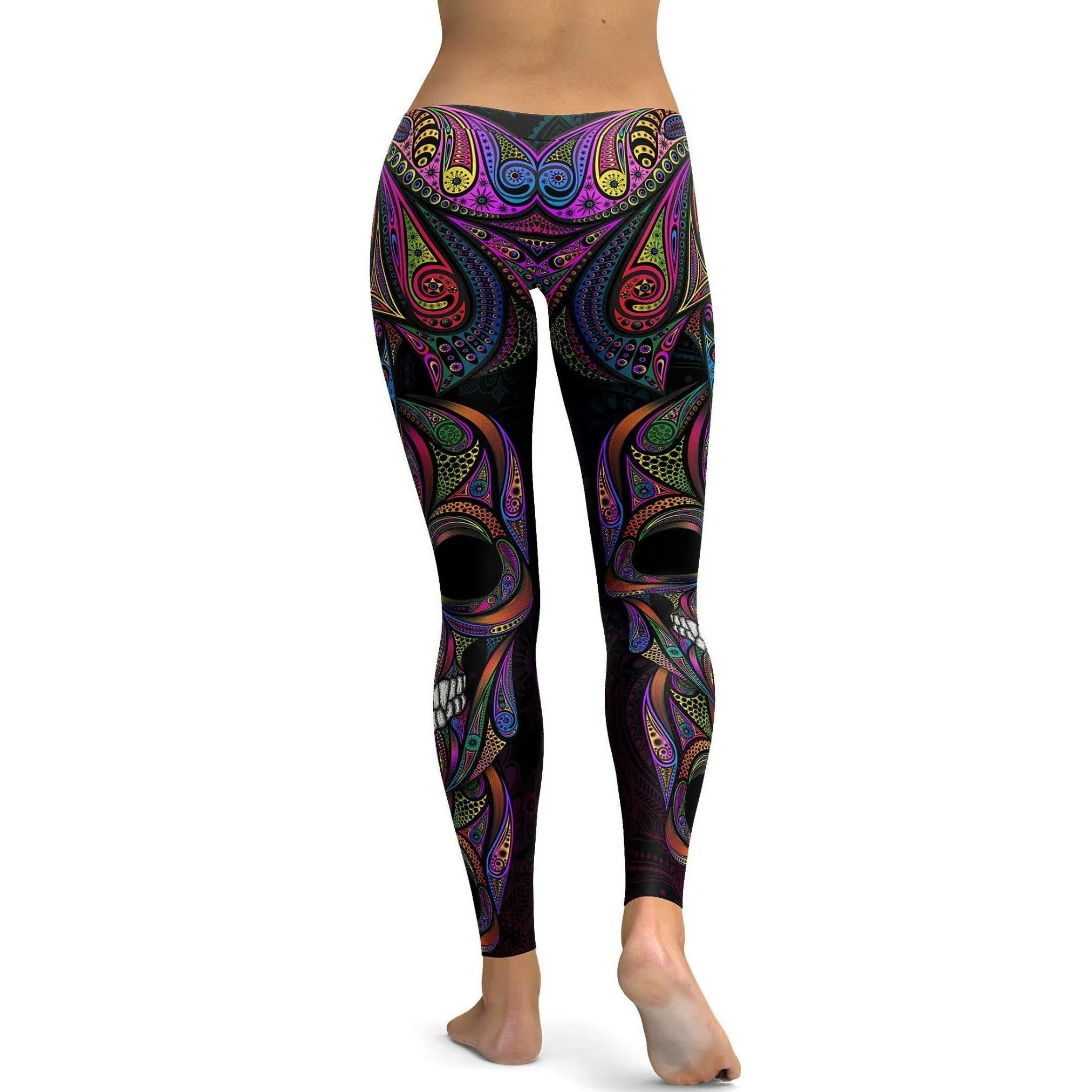 Colorful Ornamental Skull Leggings