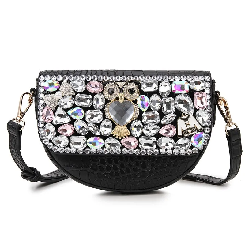 Colorful Rhinestone Leather Purse