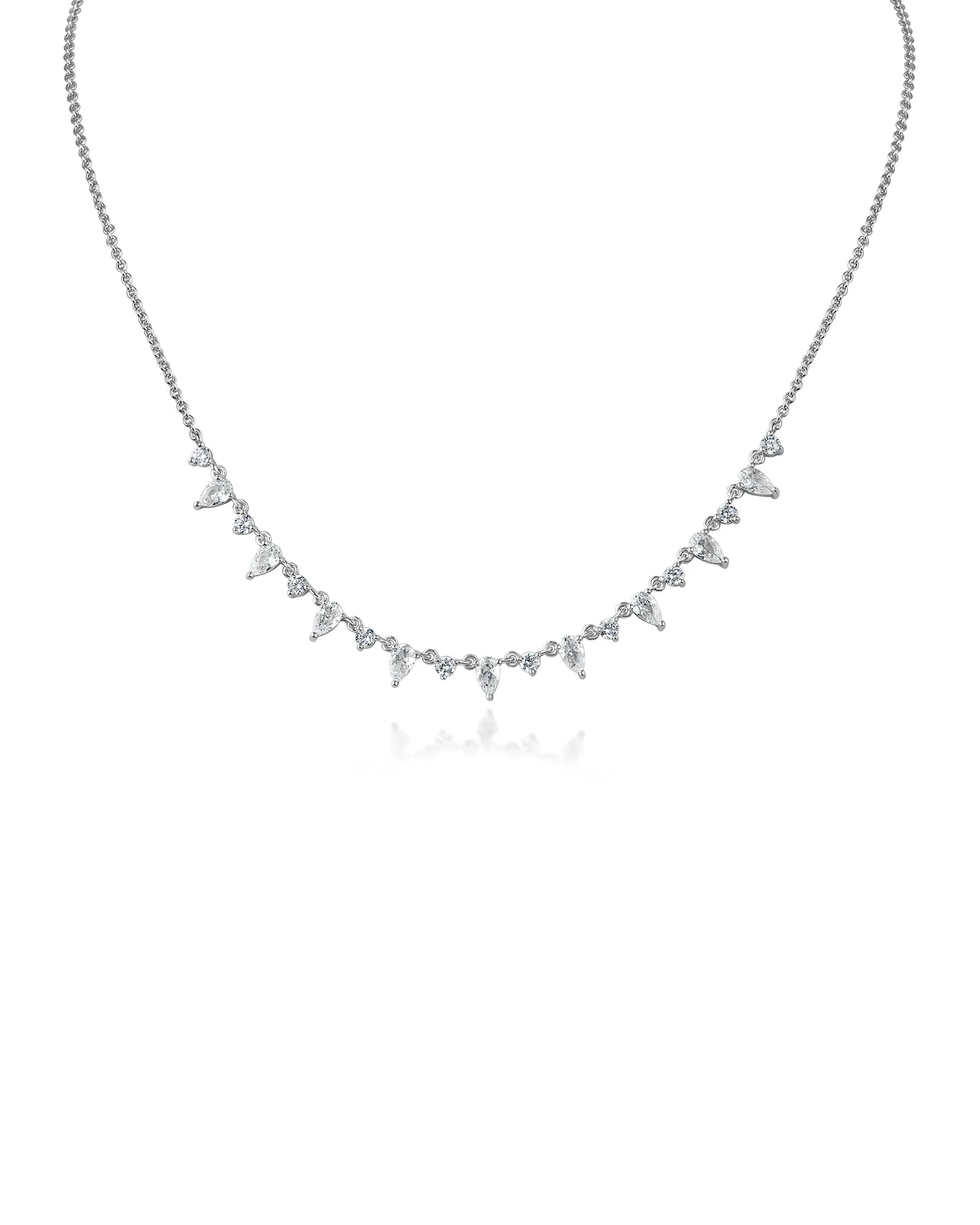 Delicate Pear and Round CZ Necklace