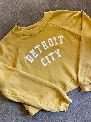 Detroit City Raglan Pullover /  White   Heather Mustard  / Women's