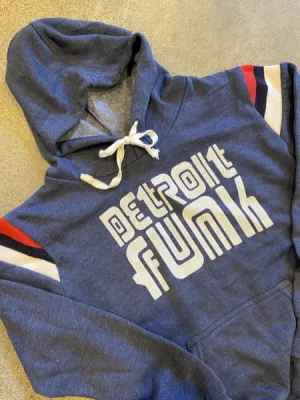 Detroit Funk Hooded Pullover /  White   Navy / Unisex