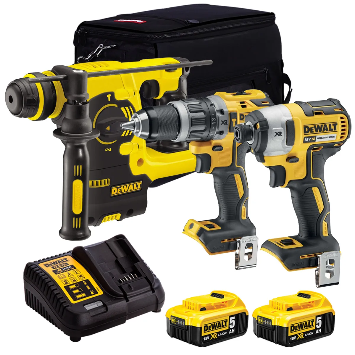 Dewalt 3 Piece 18V Li-ion Kit 2 x 5.0Ah Batteries & Charger T4TKIT-174