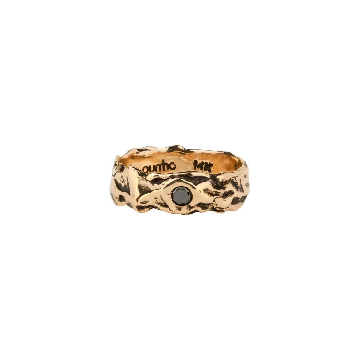 Diamond Set 14K Gold Wide Band Ring