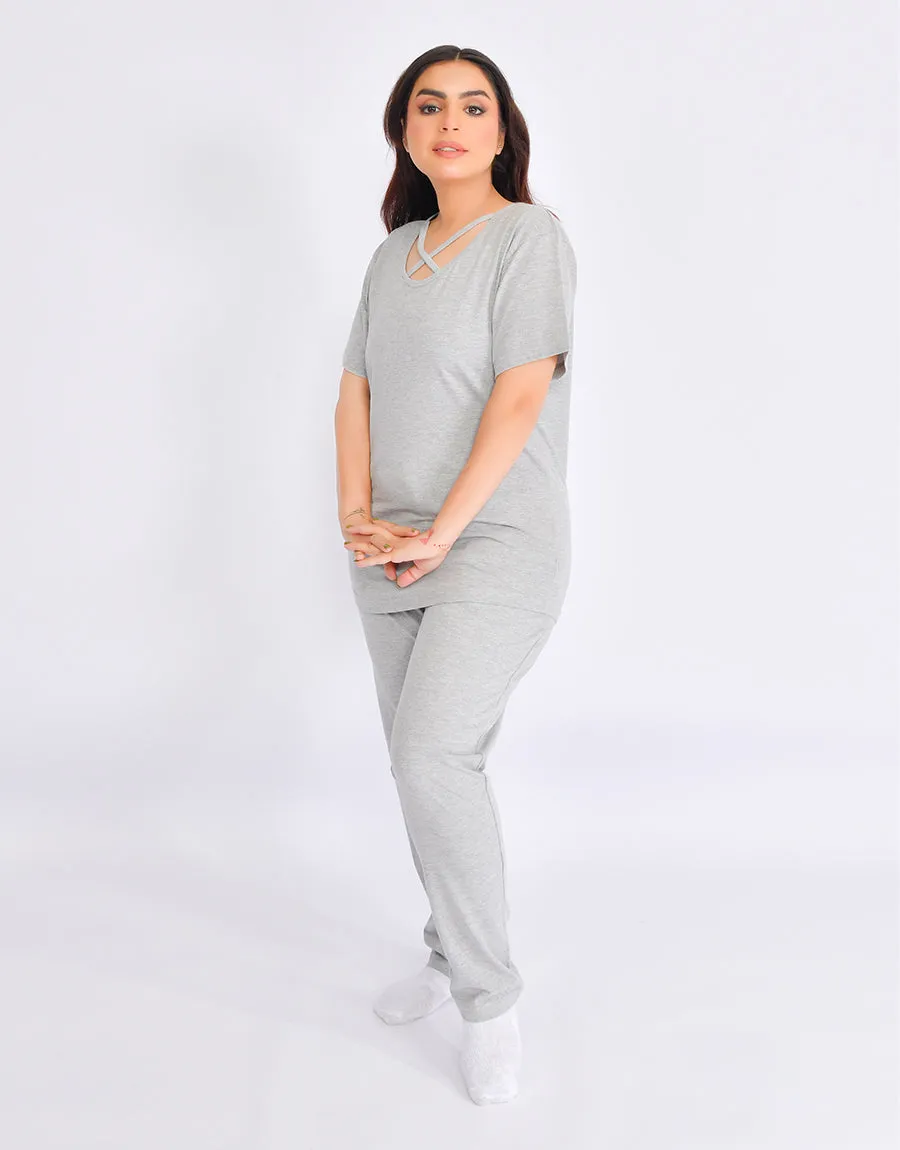 EDBR Pistachio Ladies Night Wear-Heather Grey