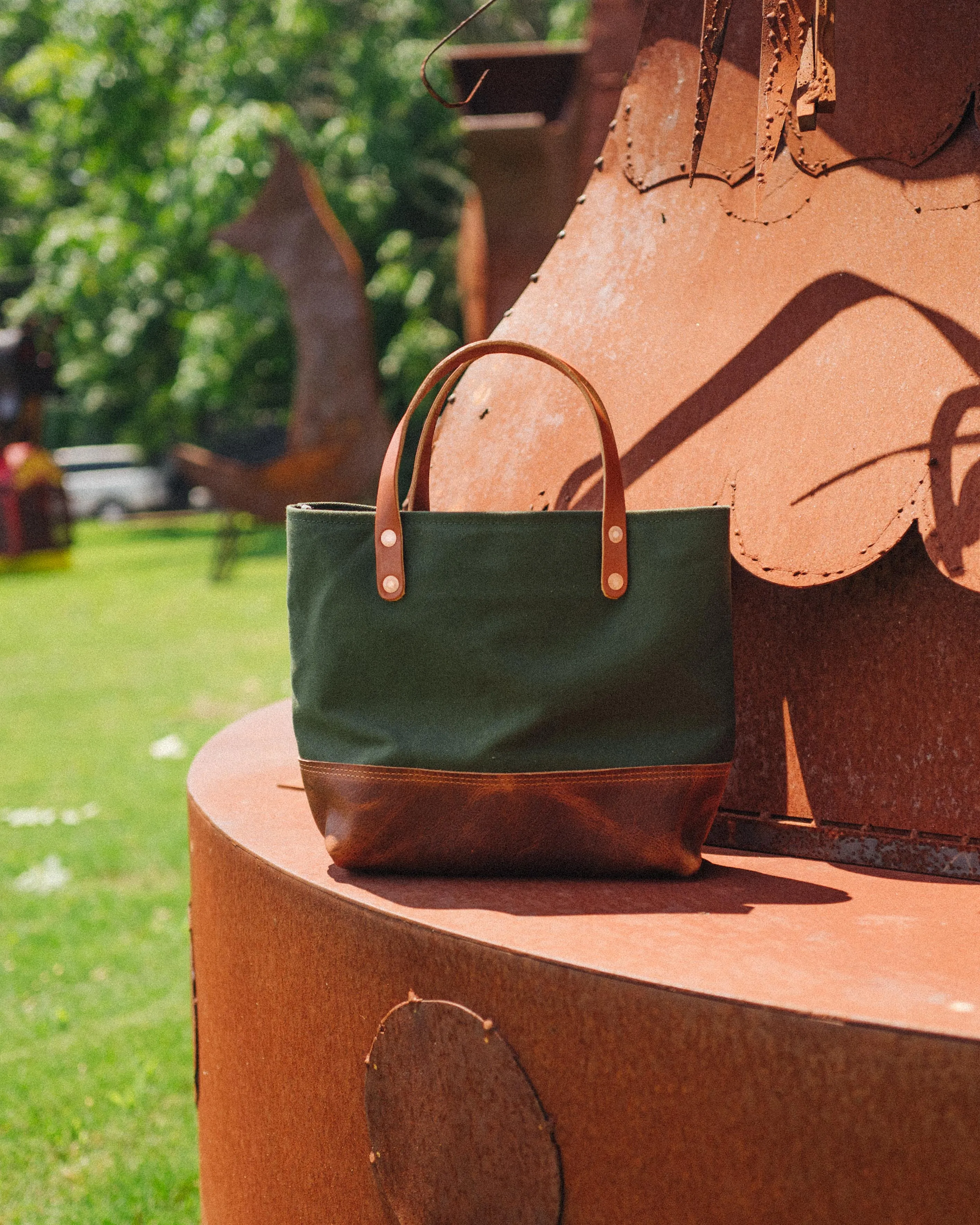 Field Tan Canvas Mini Panel Tote