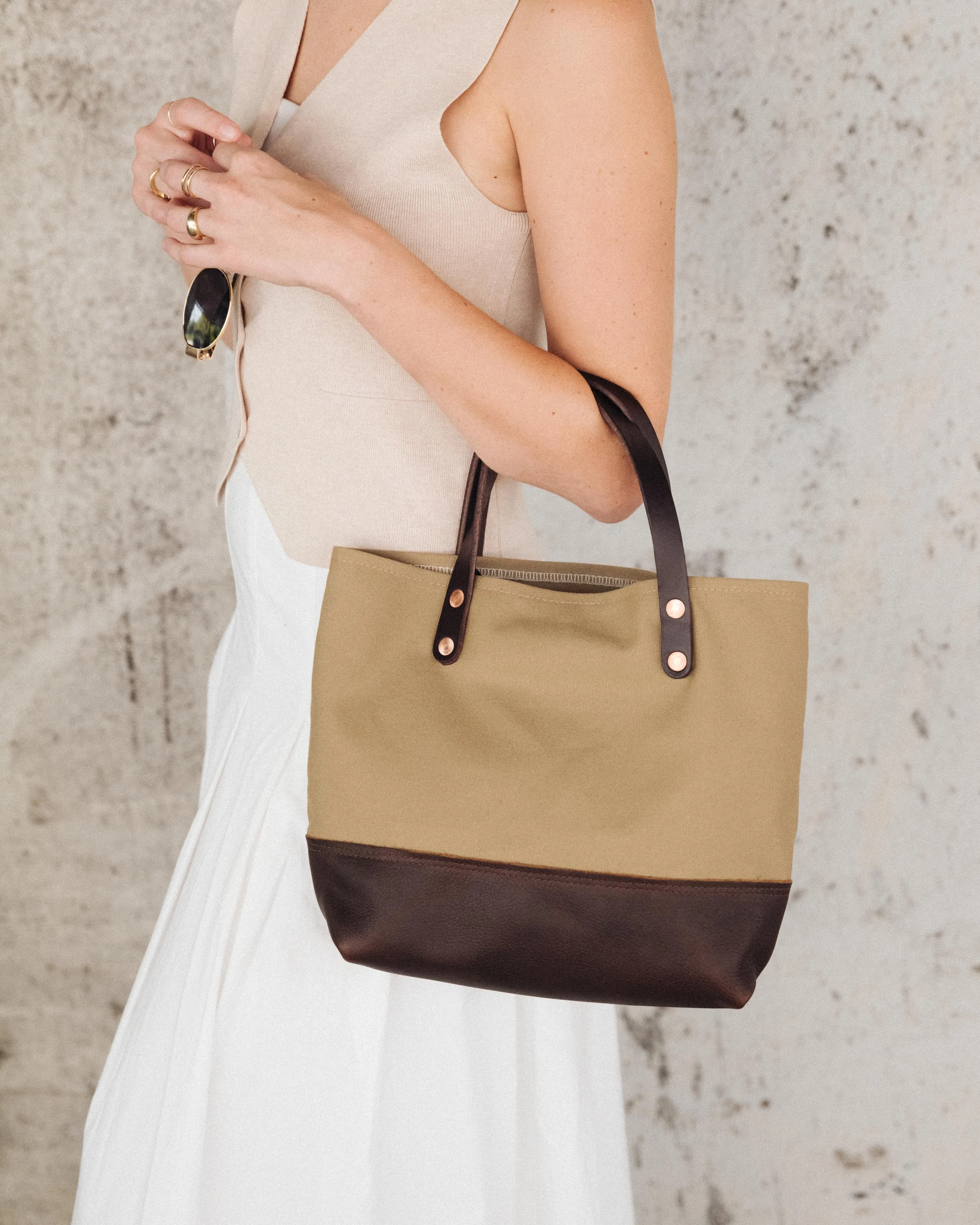 Field Tan Canvas Mini Panel Tote