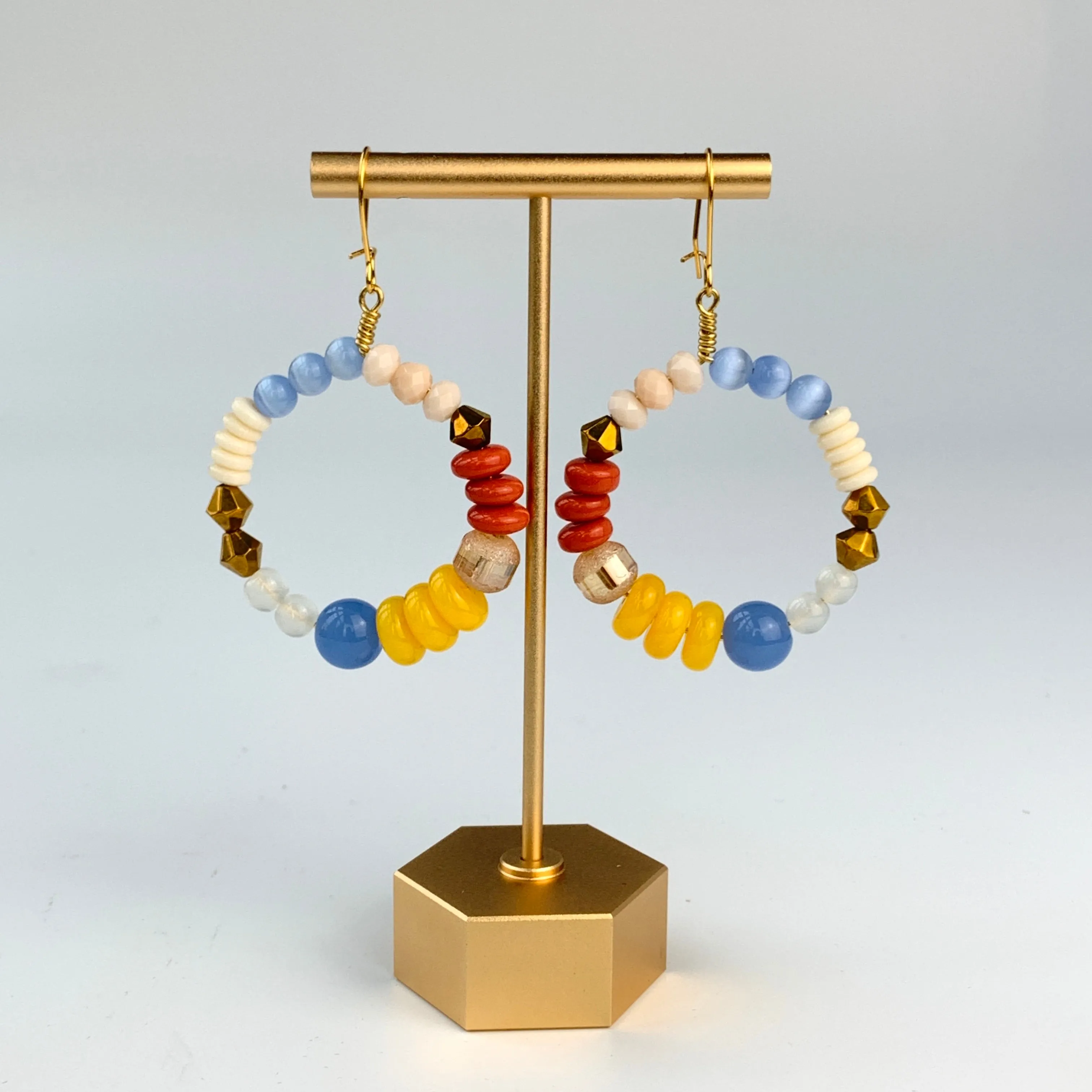 Folk Art Posies Hoop Earrings